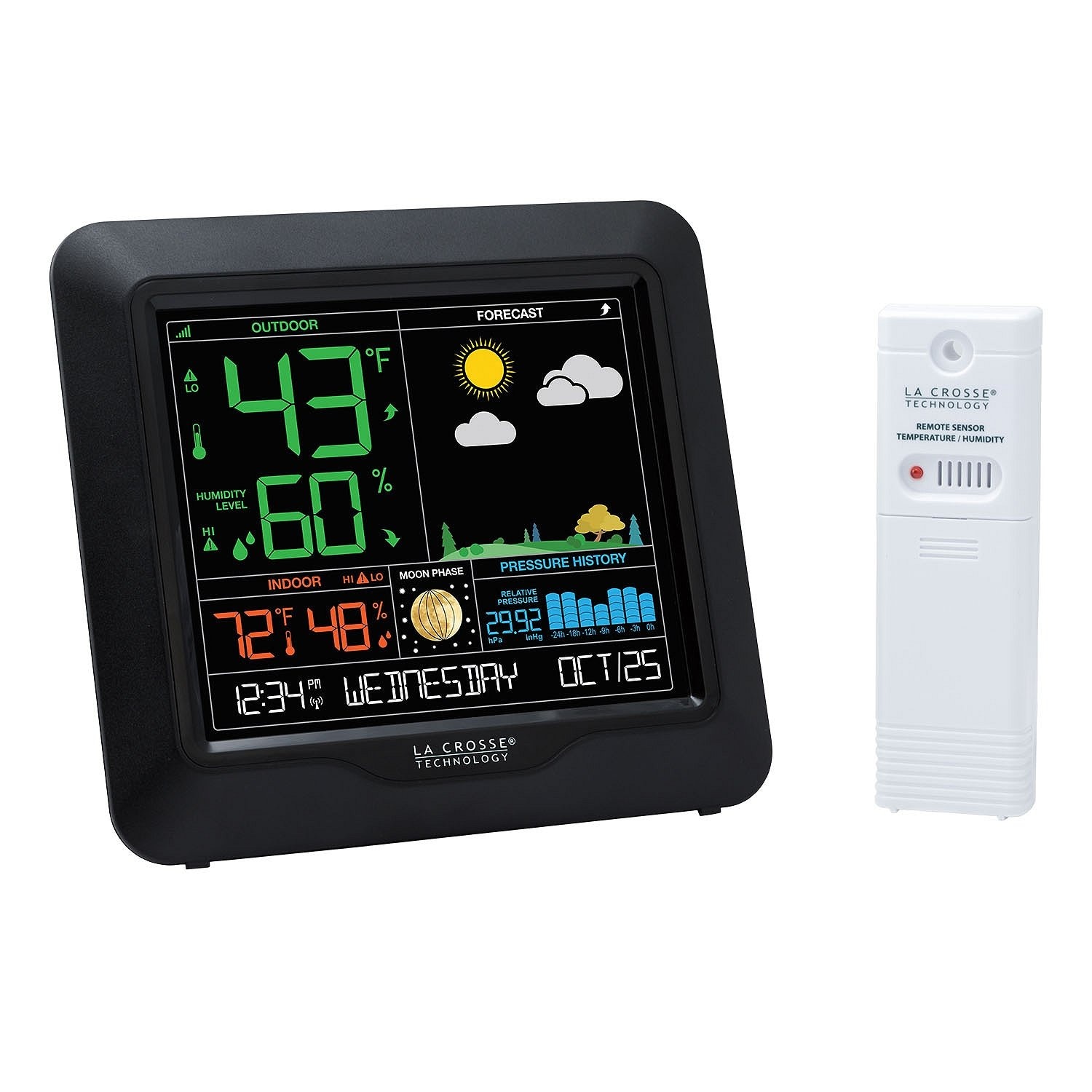 La Crosse Technology  S84107-INT Color Forecast Weather Station Large Display Indoor/Outdoor Temp Humidity