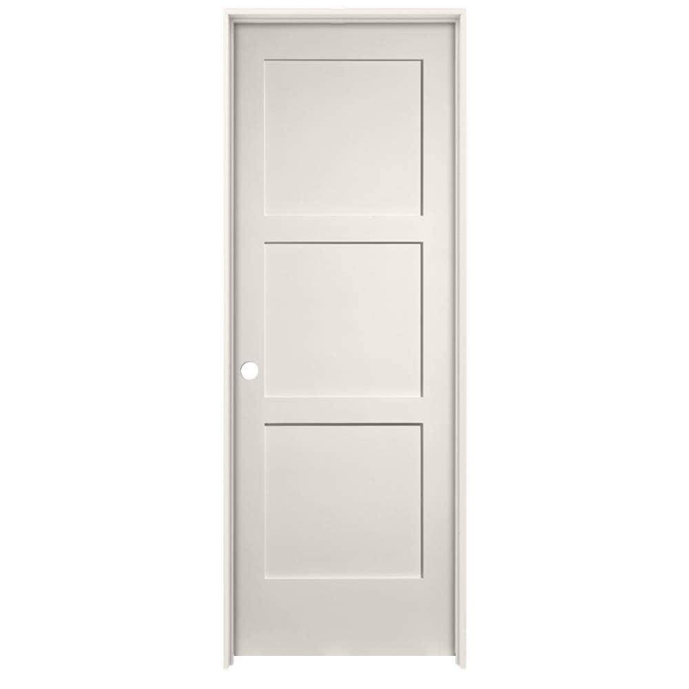 American Building Supply LO968475 32-in x 80-in White Solid core 3-panel square Right hand Smooth Prefinished MDF Flat Jamb Single Prehung Interior Door