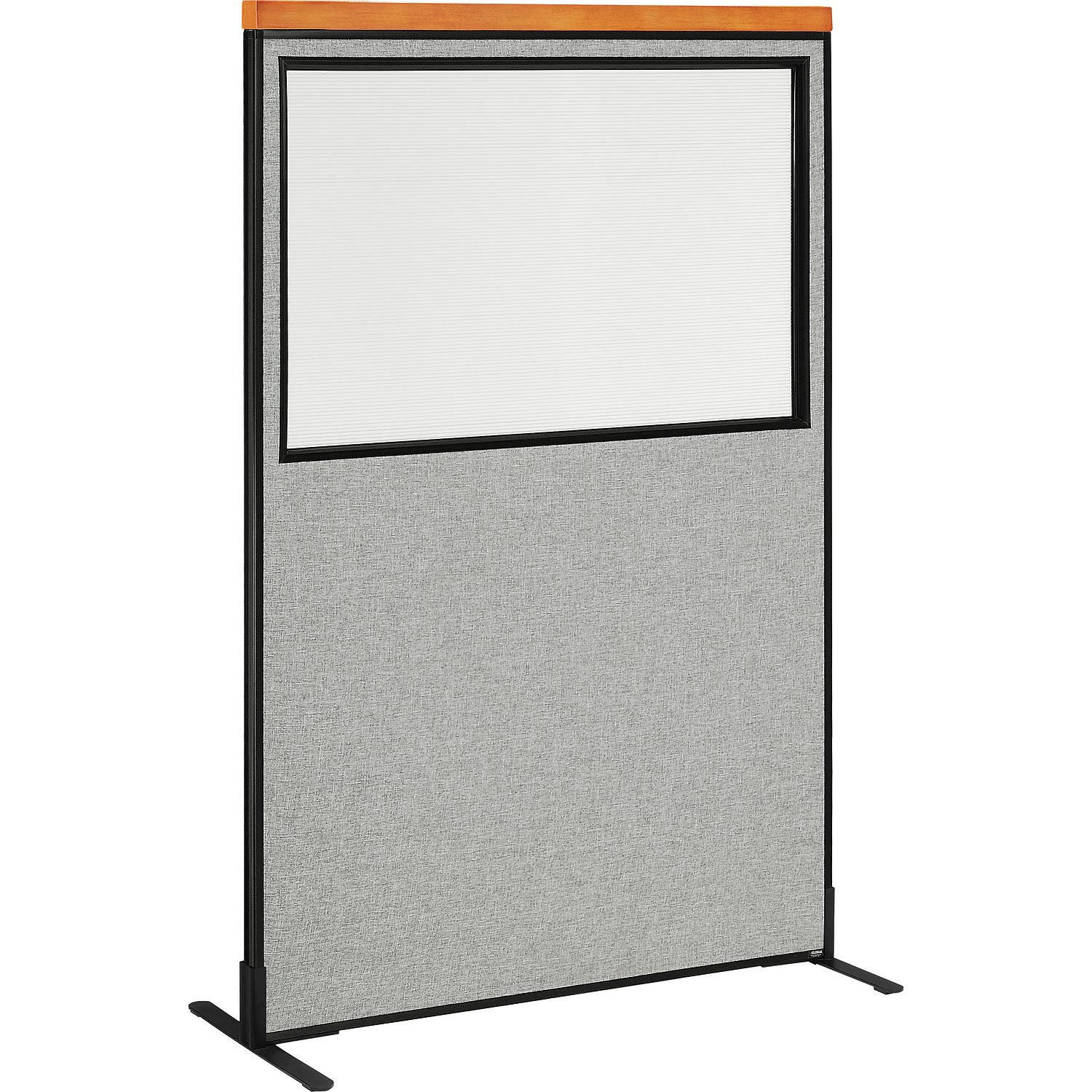 Global Industrial 695793WFGY 48-14-inW x 97-12-inH Deluxe Freestanding Office Partition Panel with Partial Window Gray