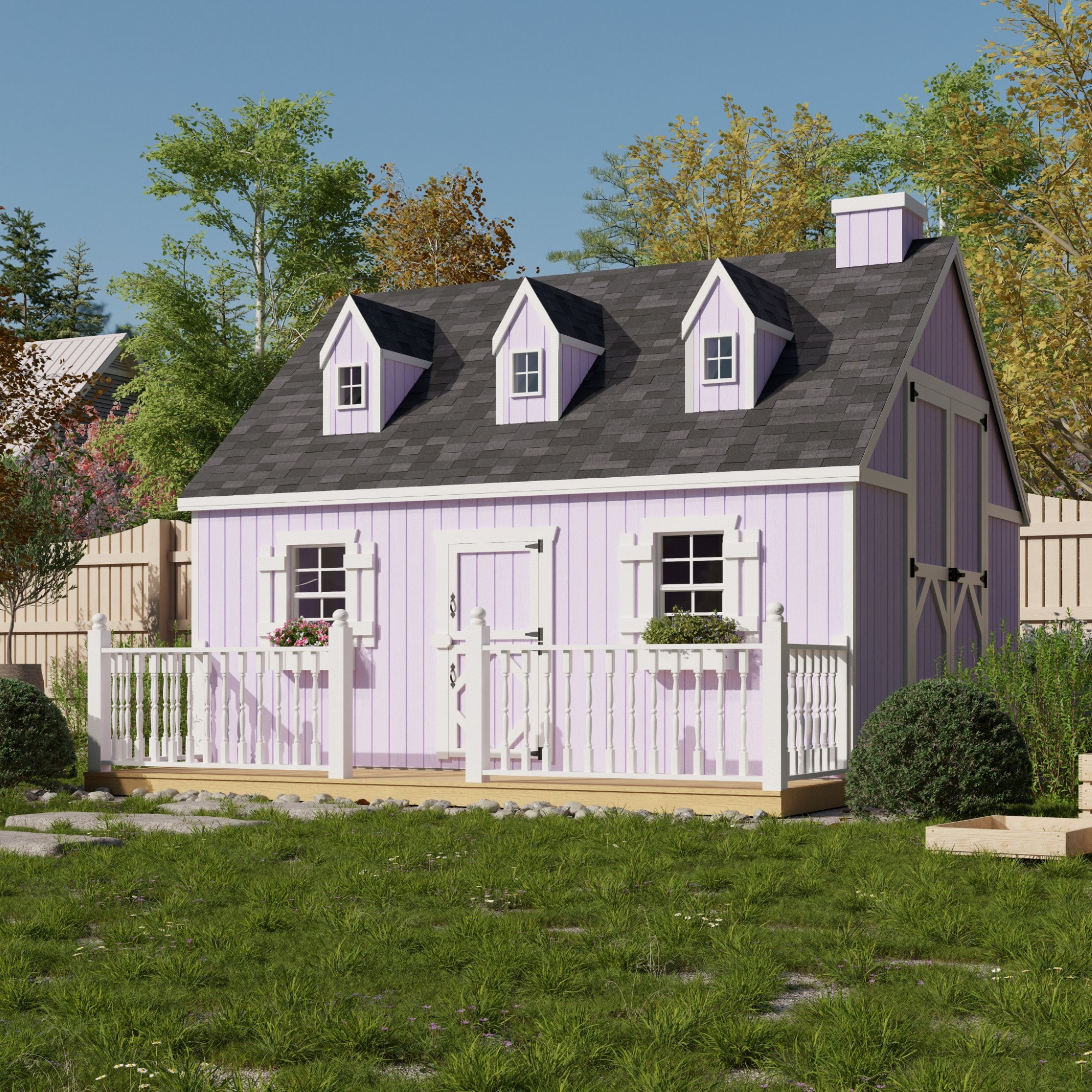 Little Cottage Co 10X12CCP-PNK-FKDRLFT playhouses - View #2