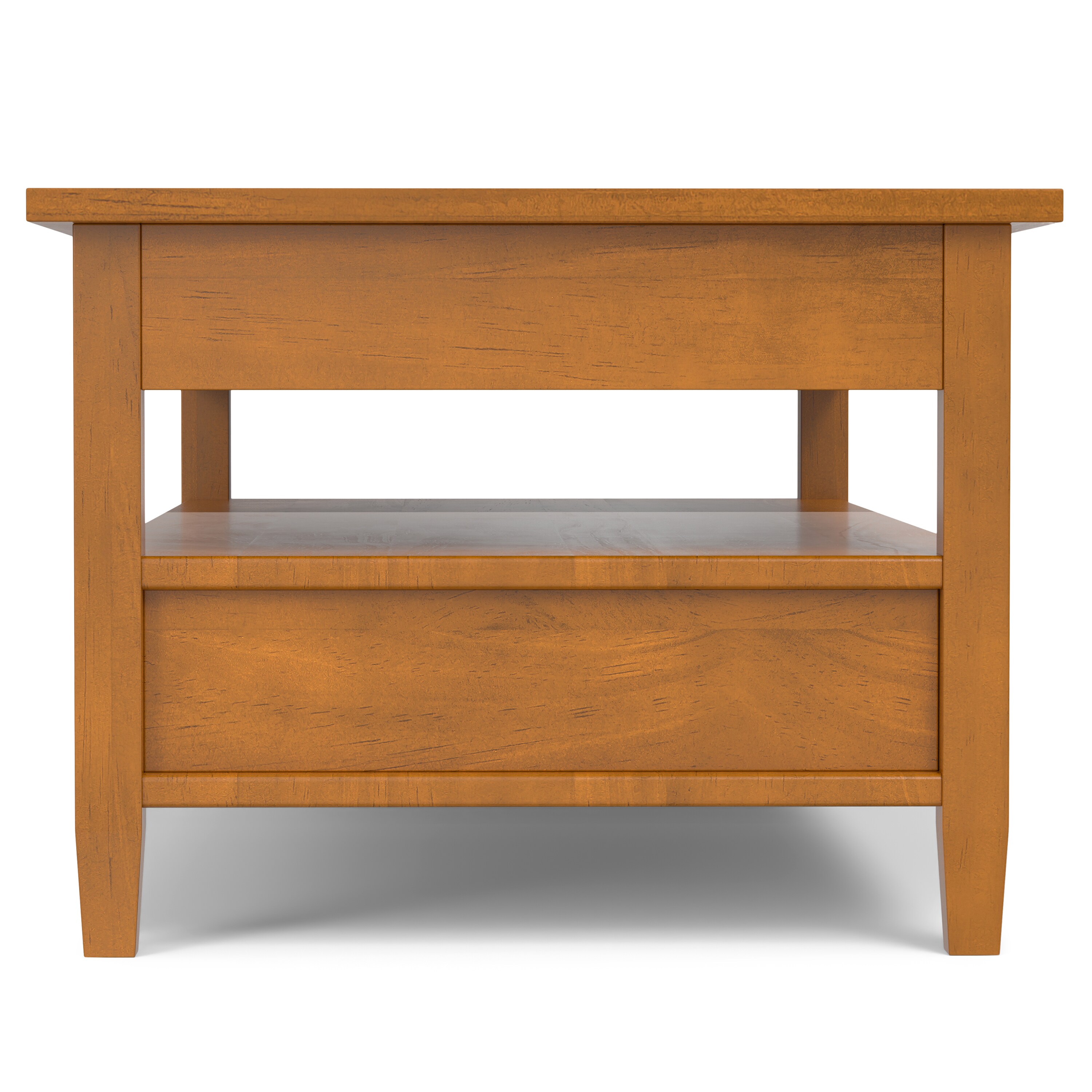 Light Golden Brown Solid Wood Lift-Top Coffee Table with Storage