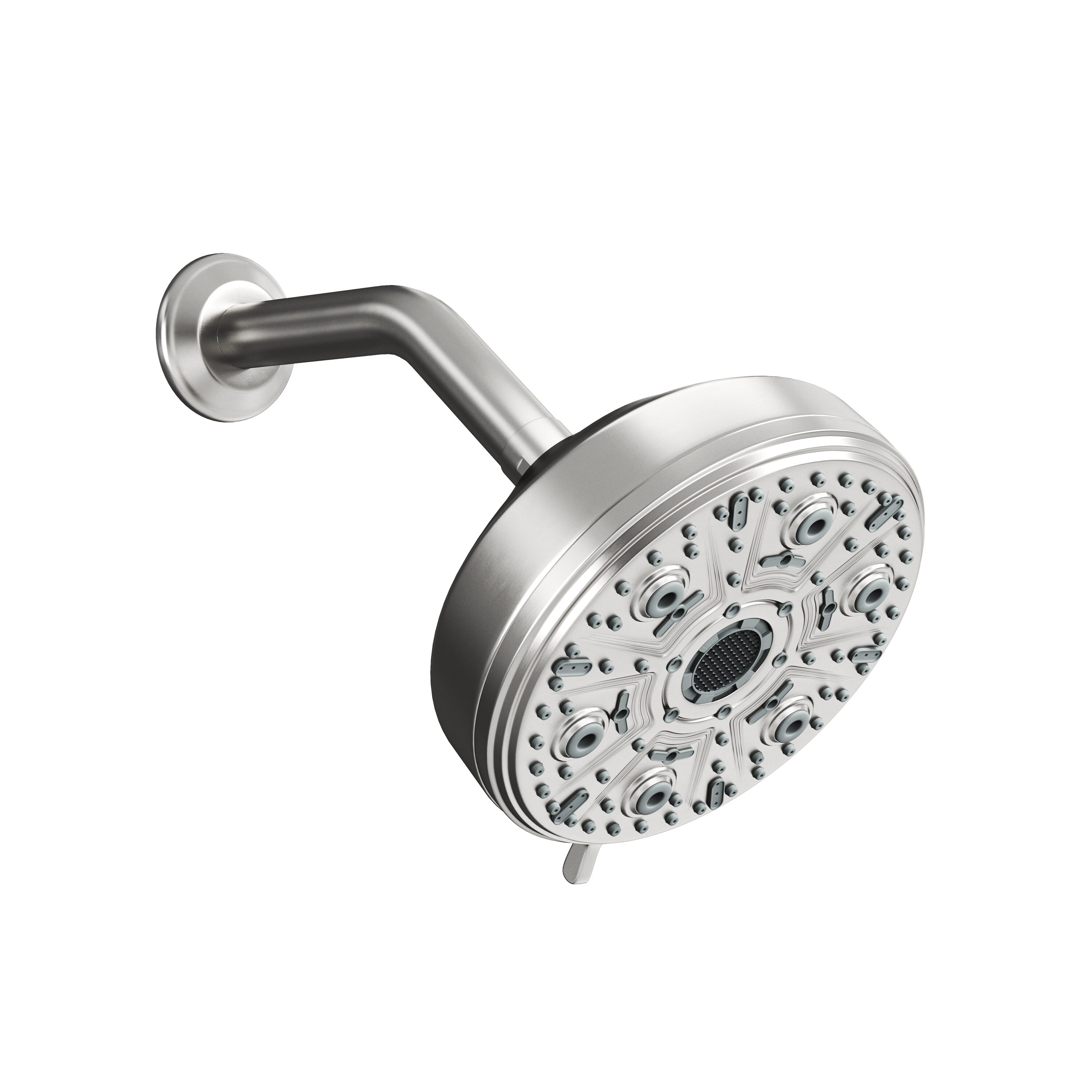 CASAINC - 10-Spray Patterns 5 in. Wall Mount Rain Fixed Shower Head with Shower Arm and Flange in...