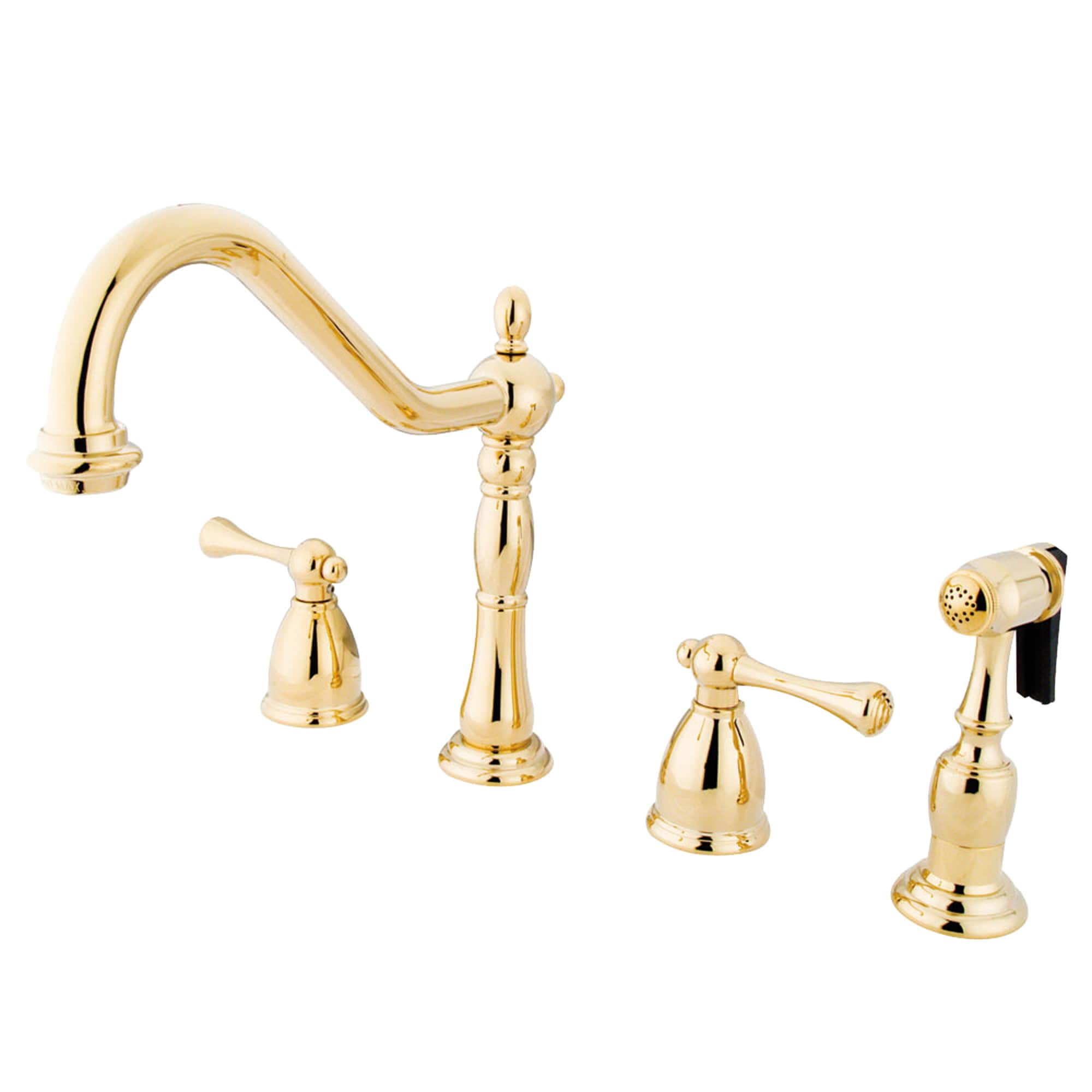 Elements of Design EB1792BLBS New Orleans Polished brass Double Handle Deck-mount Bridge Kitchen Faucet ( Side Sprayer Included )