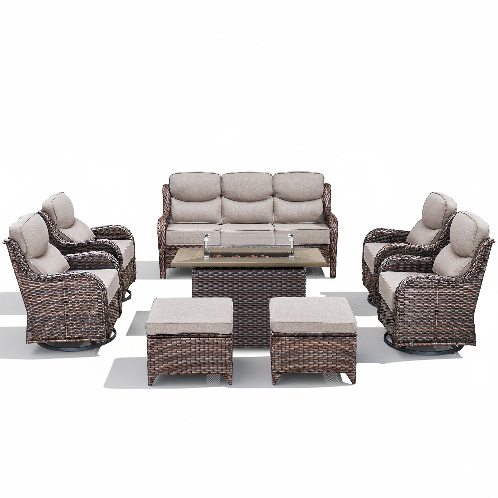 Rilyson 4-Piece Wicker Patio Sofa Conversation Set with Cushions