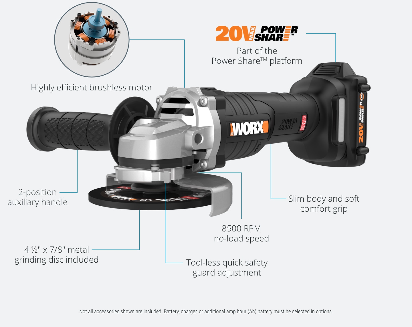 WORX WX812L.9 Cordless-Grinders - View #2