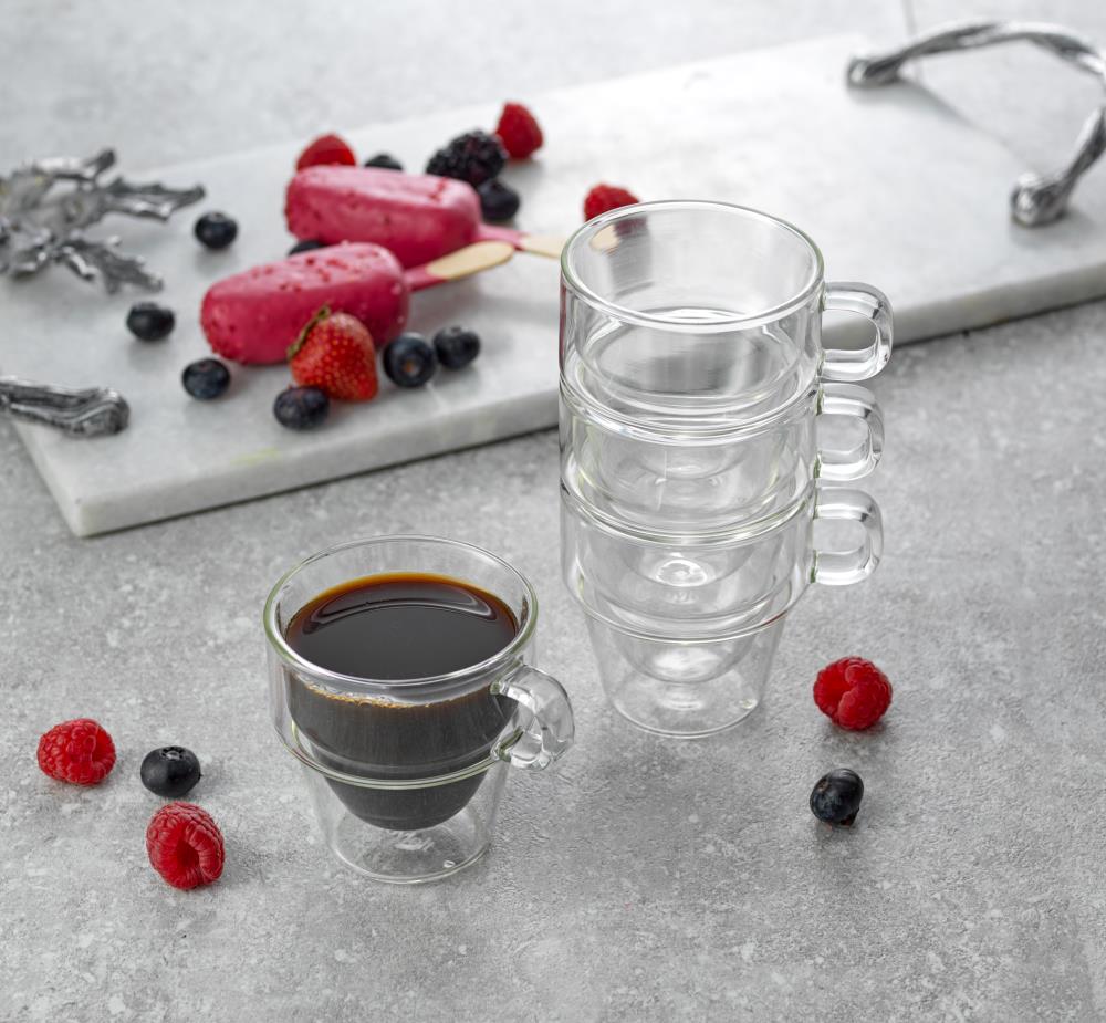 JoyJolt Pivot 1.8-fl oz Glass Clear Espresso Cup Set of: 4 in the Drinkware  department at