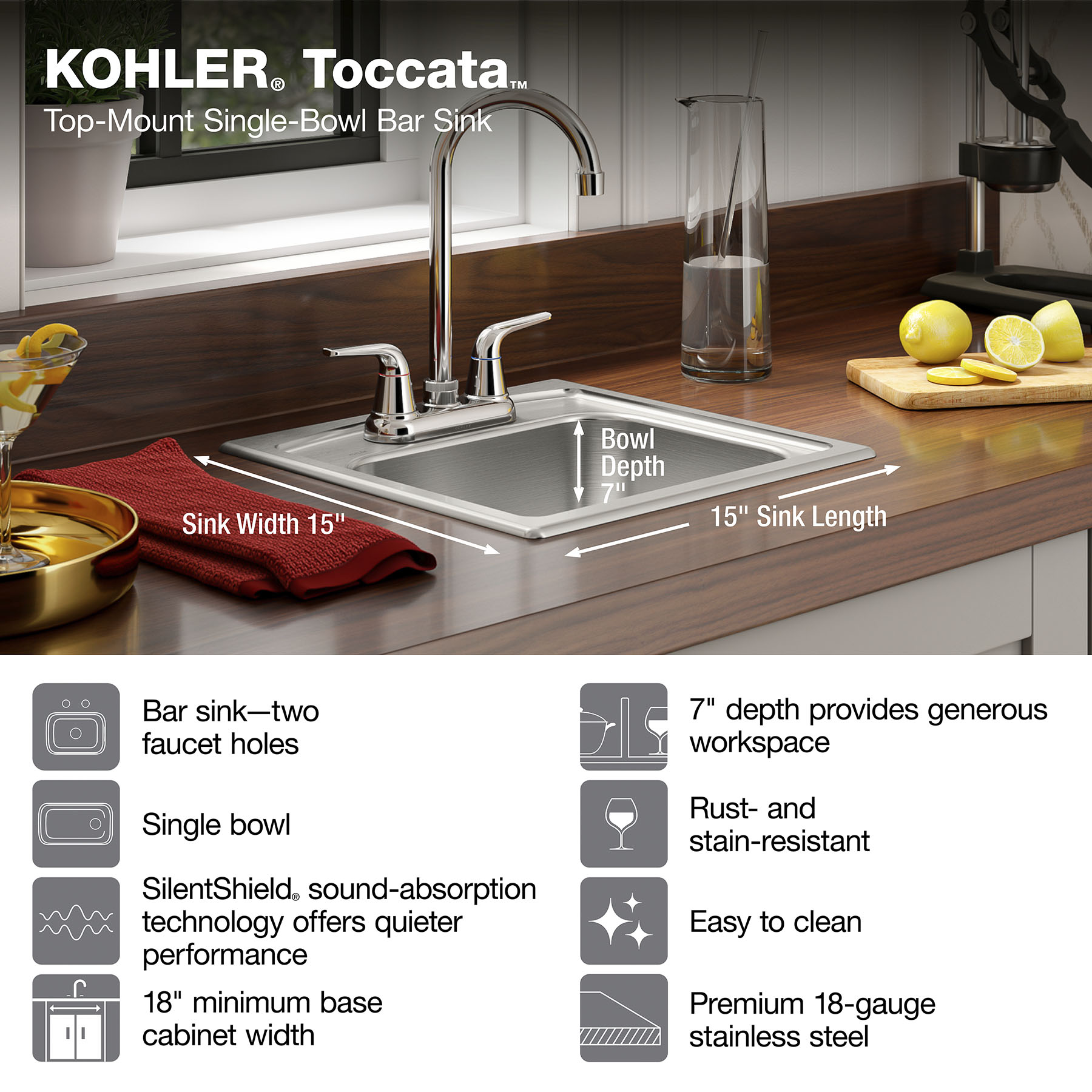 KOHLER R3349-2-NA Bar-Prep-Sinks - View #6
