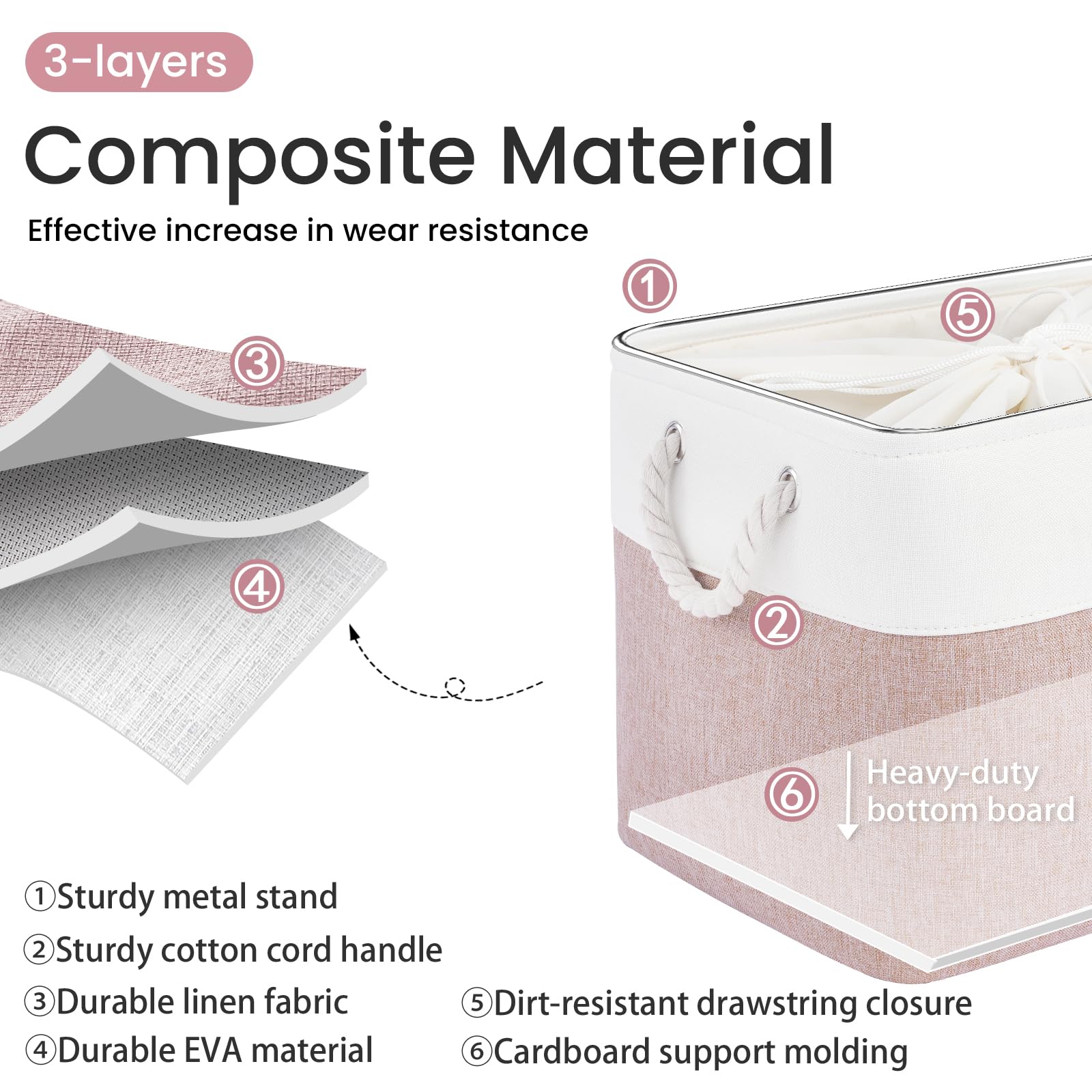 KIWDZFU Large Storage Baskets 16x12x12 inch Foldable Fabric Bins for