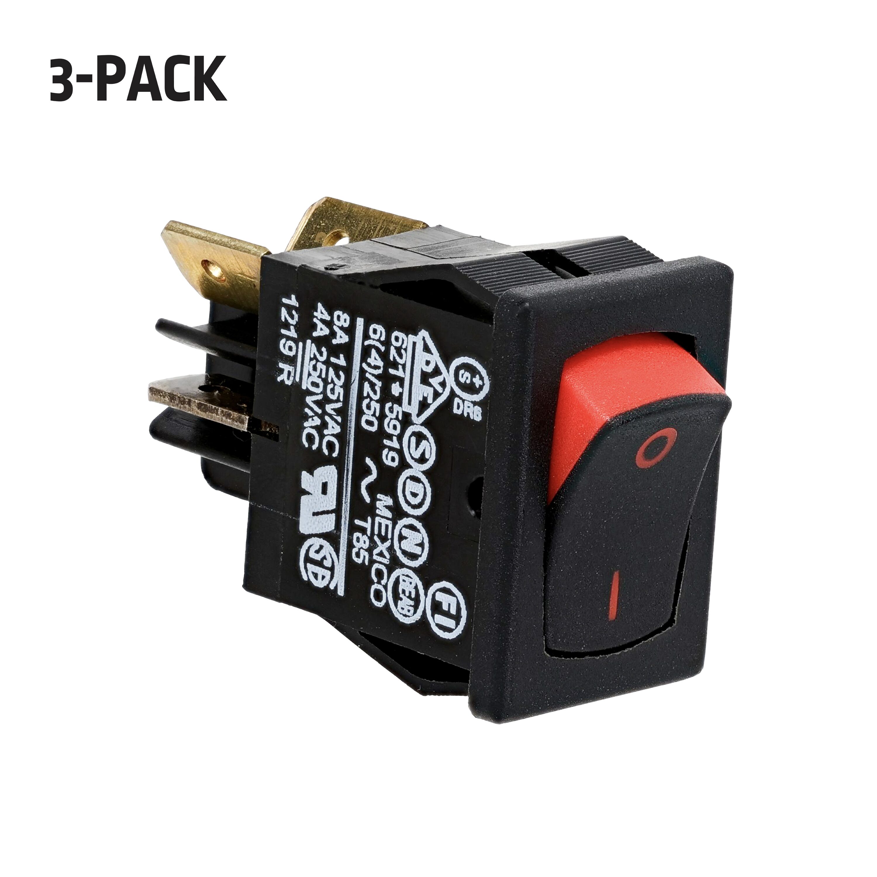 Hillman 55218 8-amp Double Pole Rocker Light Switch, Black (3-Pack)