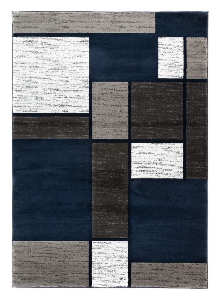 World Rug Gallery 106NAVY10X14 Florence 10 x 14 (ft) Loomed Polypropylene Navy Rectangular Indoor Geometric Mid-Century Modern Area rug