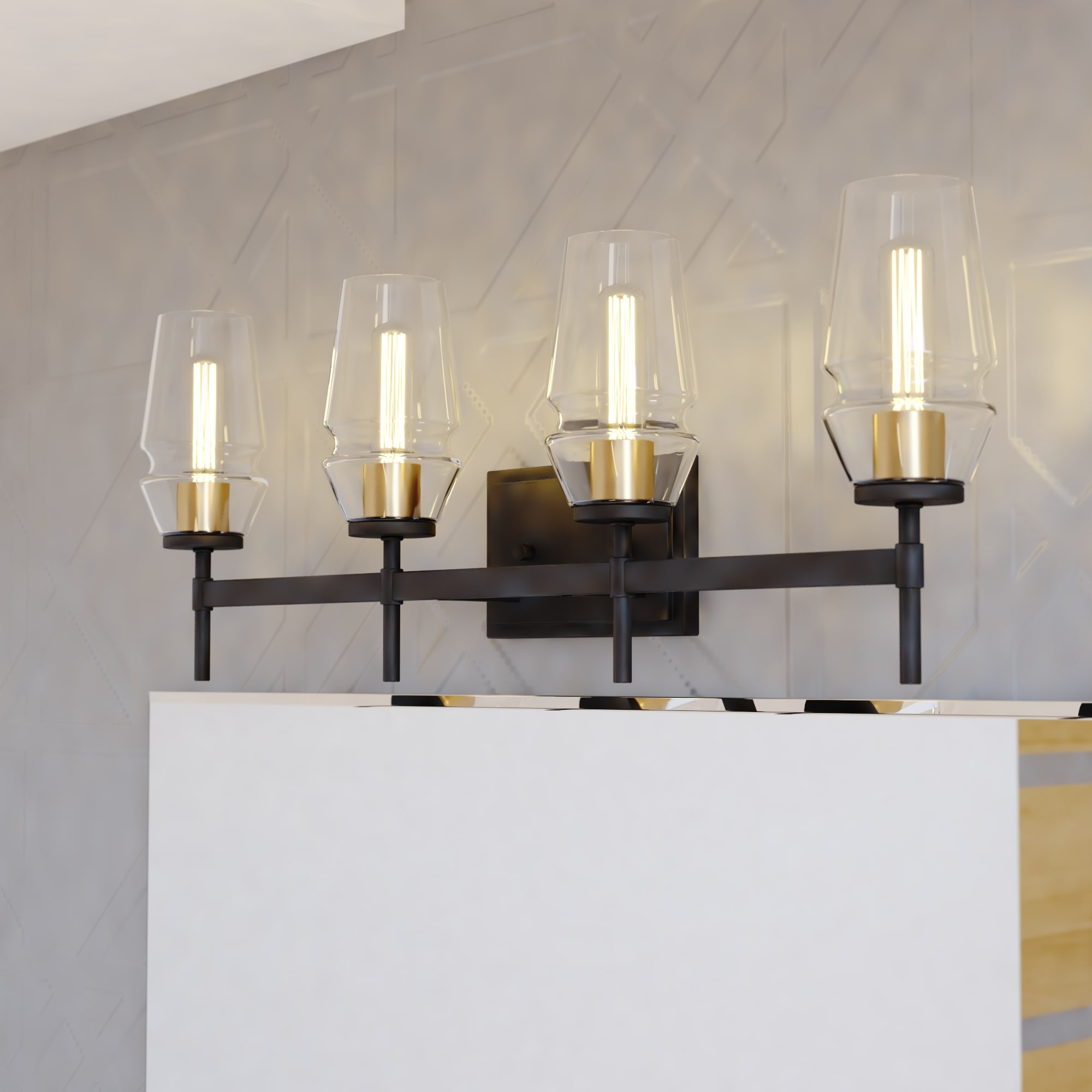 Cascadia W0394 Warren 30-in 4 -Light Matte Black Mid-century Vanity light