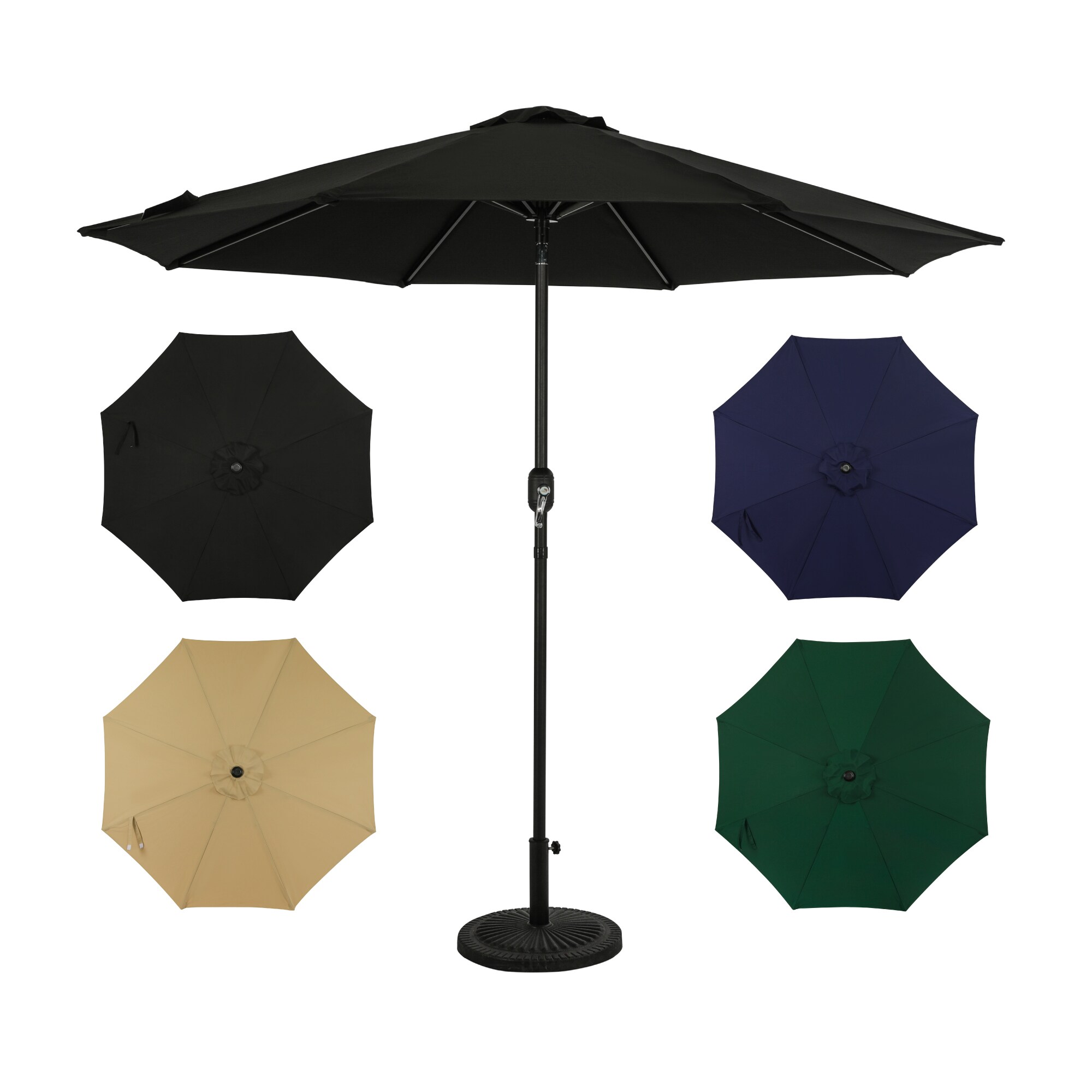 9-Foot Black Aluminum Market Patio Umbrella with Auto-Tilt