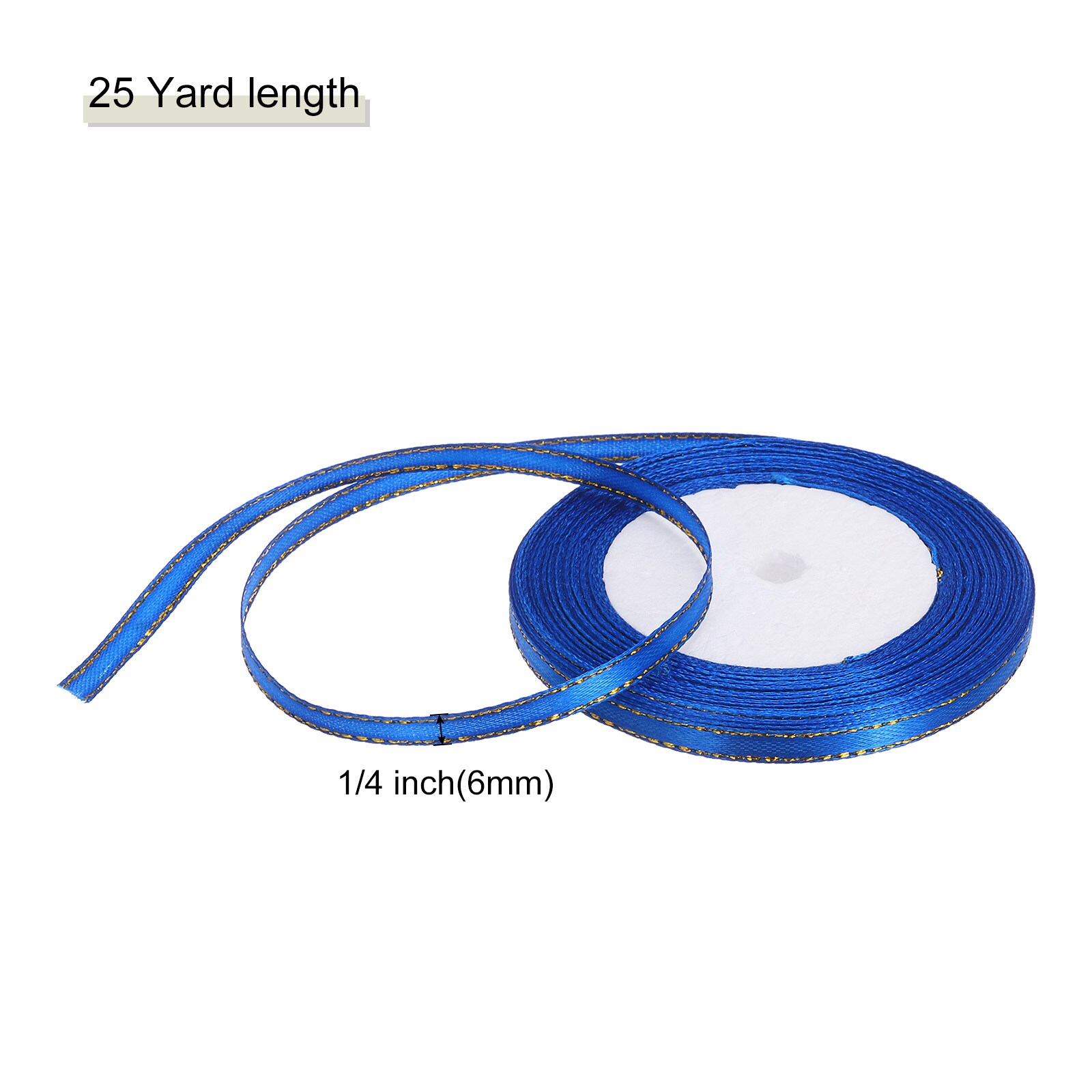 Unique Bargains 1/4 Inch 25 Yard Wide Satin Ribbon with Gold Edges ...