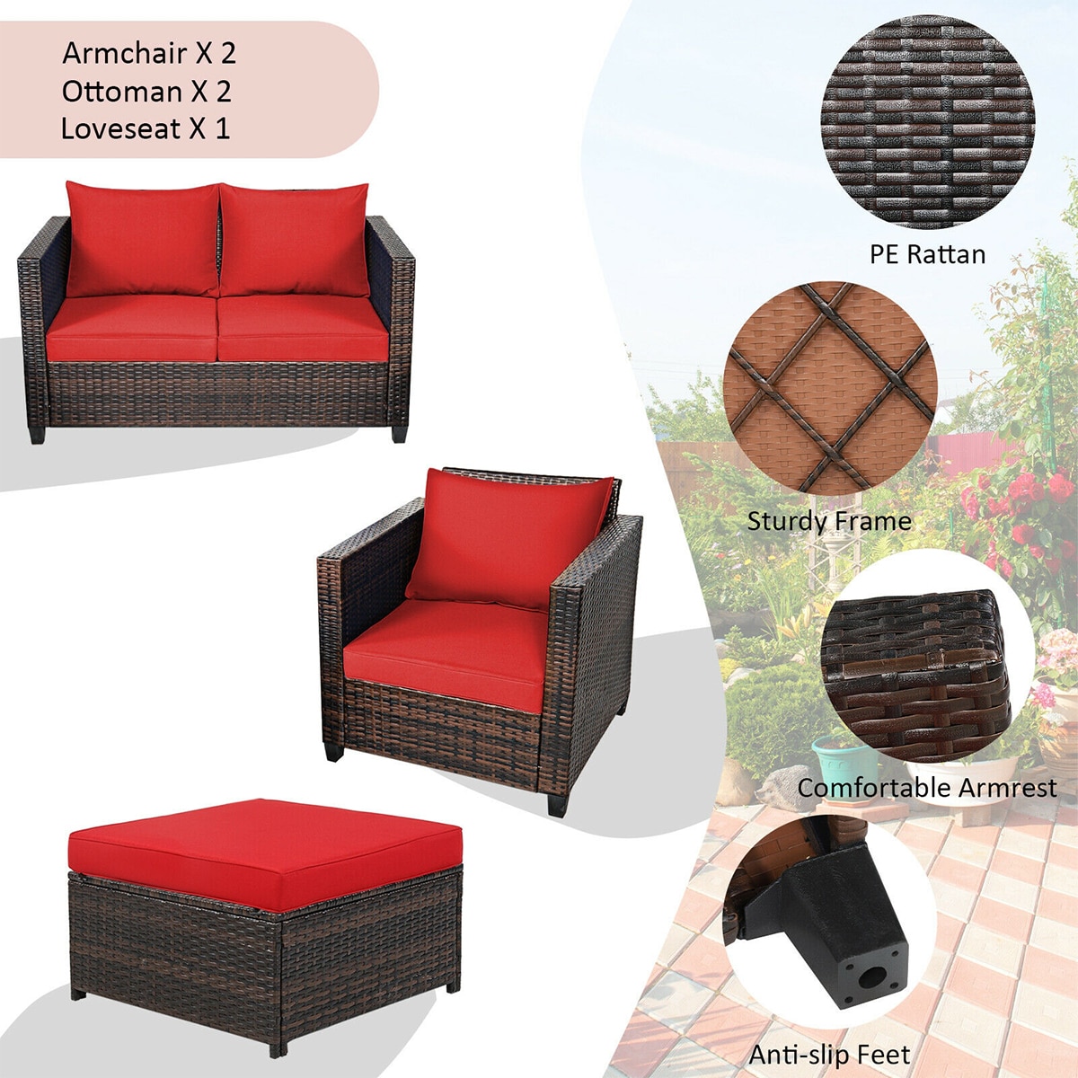 Forclover HYFE-67697ARE Patio-Conversation-Sets - View #2