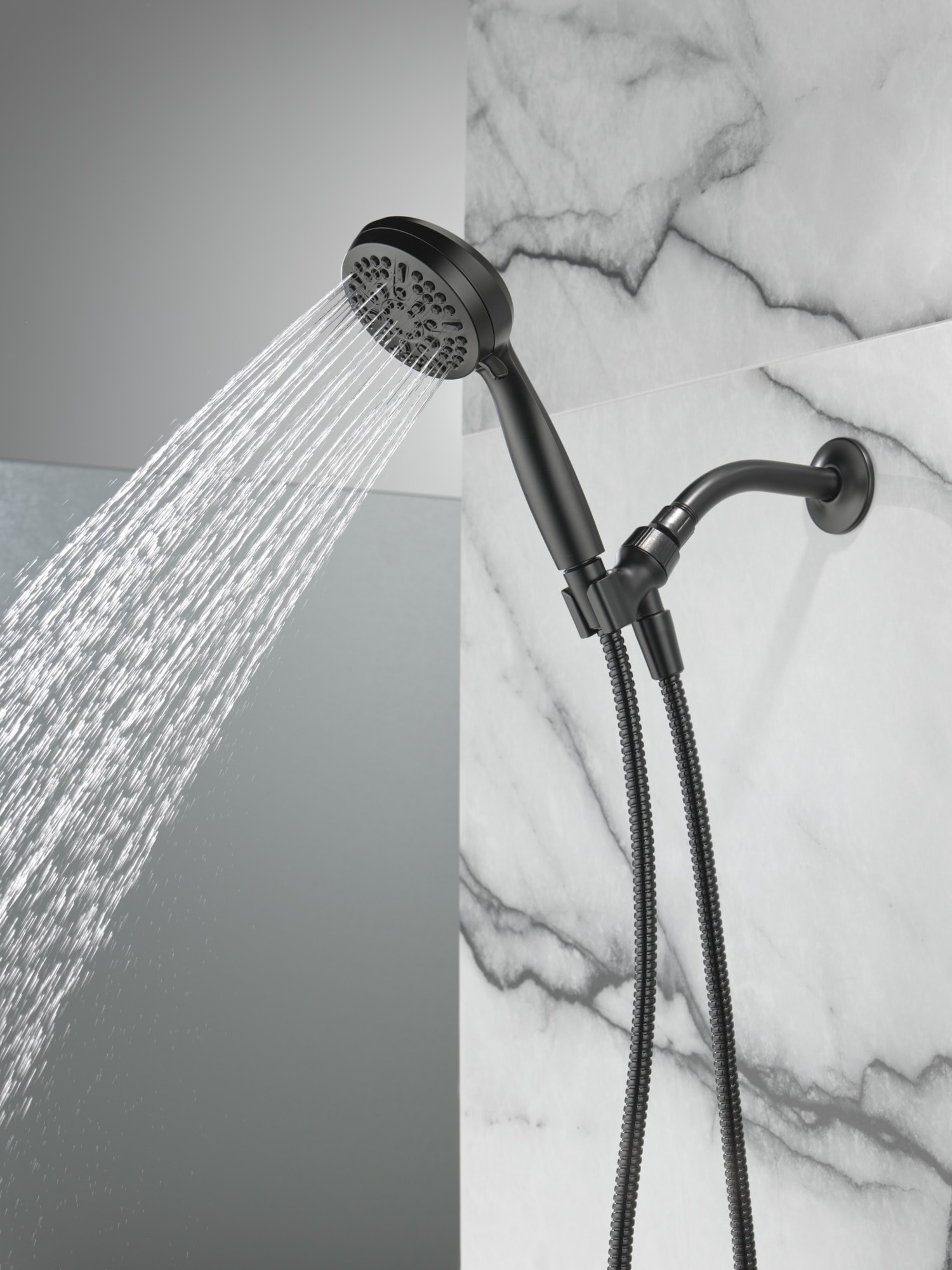 Matte Black Adjustable Handheld Multi-Head Shower System