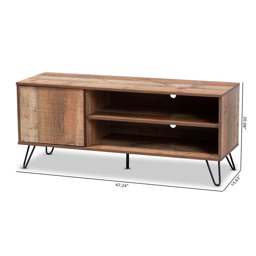 Baxton Studio Iver Modern Contemporary Rustic Oak Black TV Stand