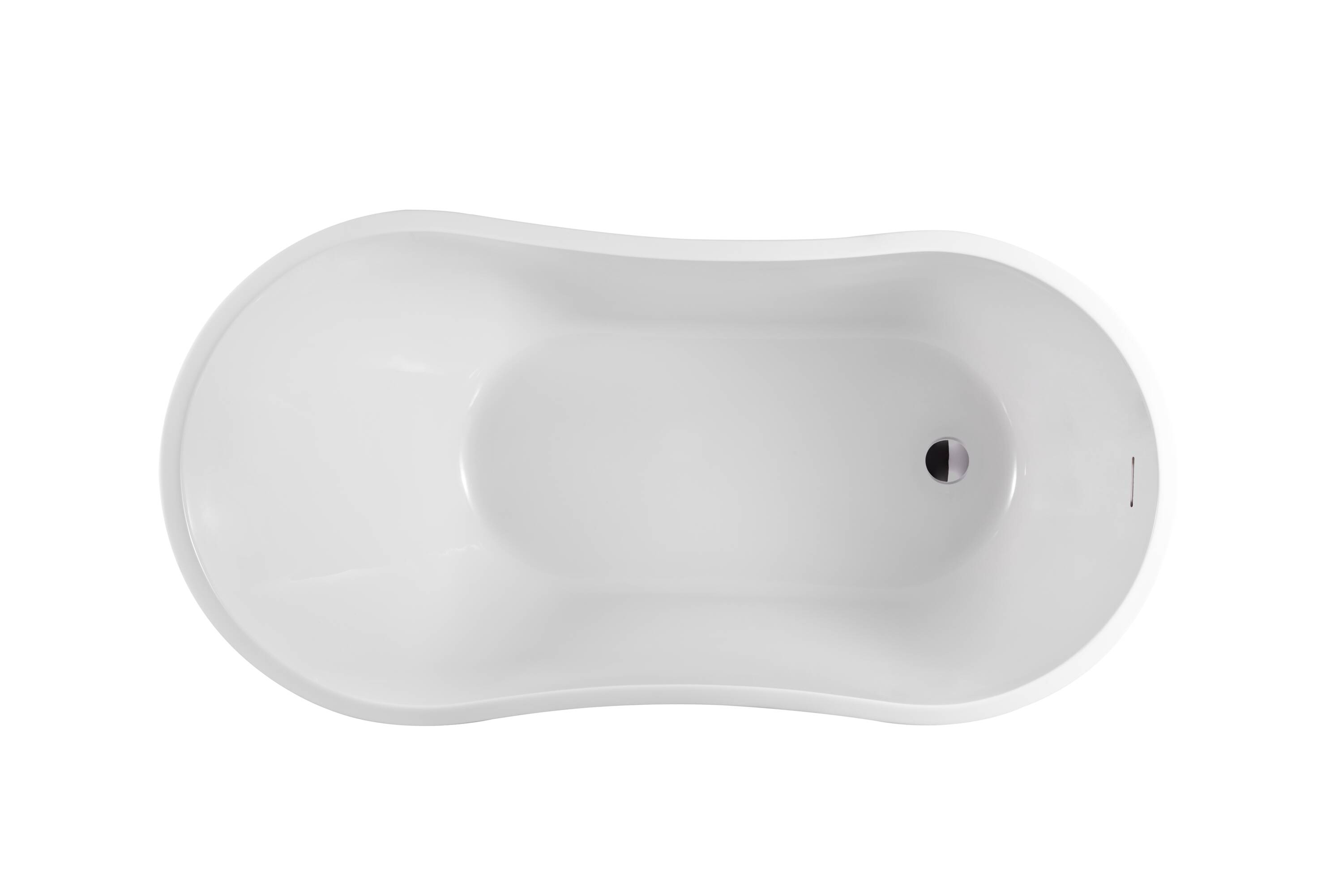 54" White Acrylic Freestanding Soaking Bathtub with Chrome Drain