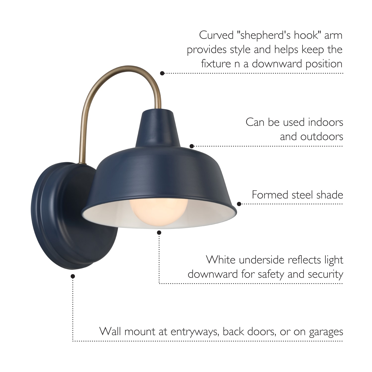 Arched Gold Steel Dimmable Sconce with Bell-Shaped Shade
