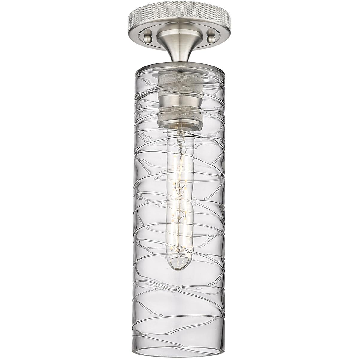 Innovations Lighting  434-1F-SN-G434-12DE Downtown Urban Crown Point Flush Mount Satin Nickel