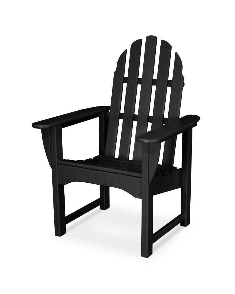 POLYWOOD ADDC-1BL Classic Adirondack Black Plastic Frame Stationary Adirondack Chair(s) with Slat Seat
