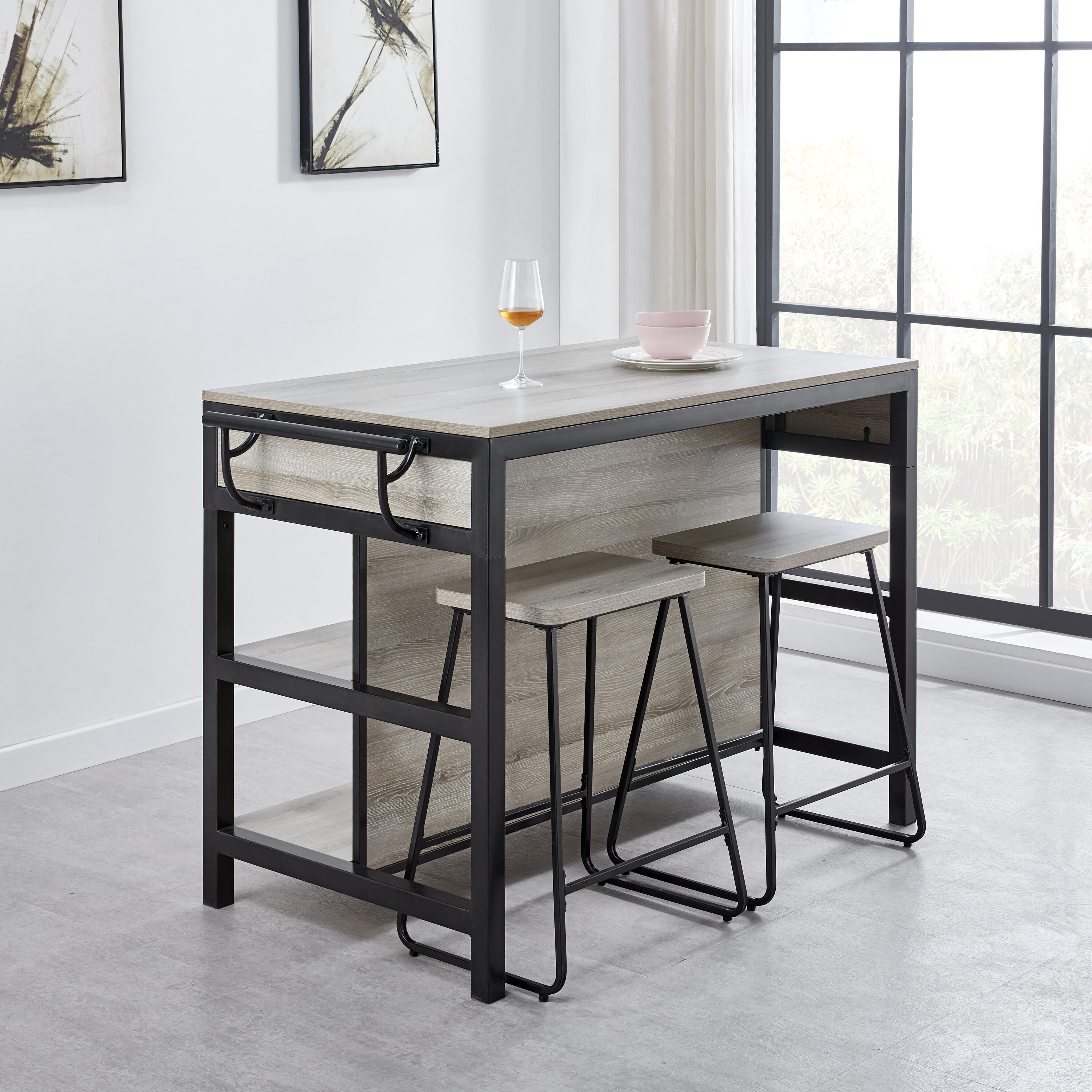 Driftwood Gray Transitional Counter Height Dining Table