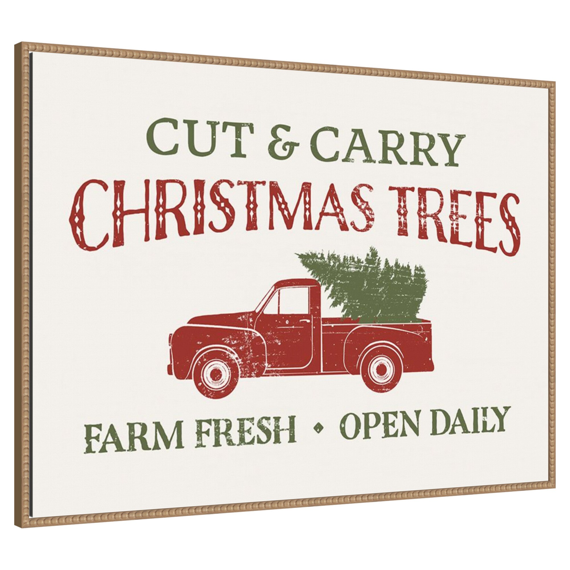 Amanti Art -  Christmas Farm Sign II by Victoria Barnes Framed Canvas Wall Art Print 38 W x 28 H in.