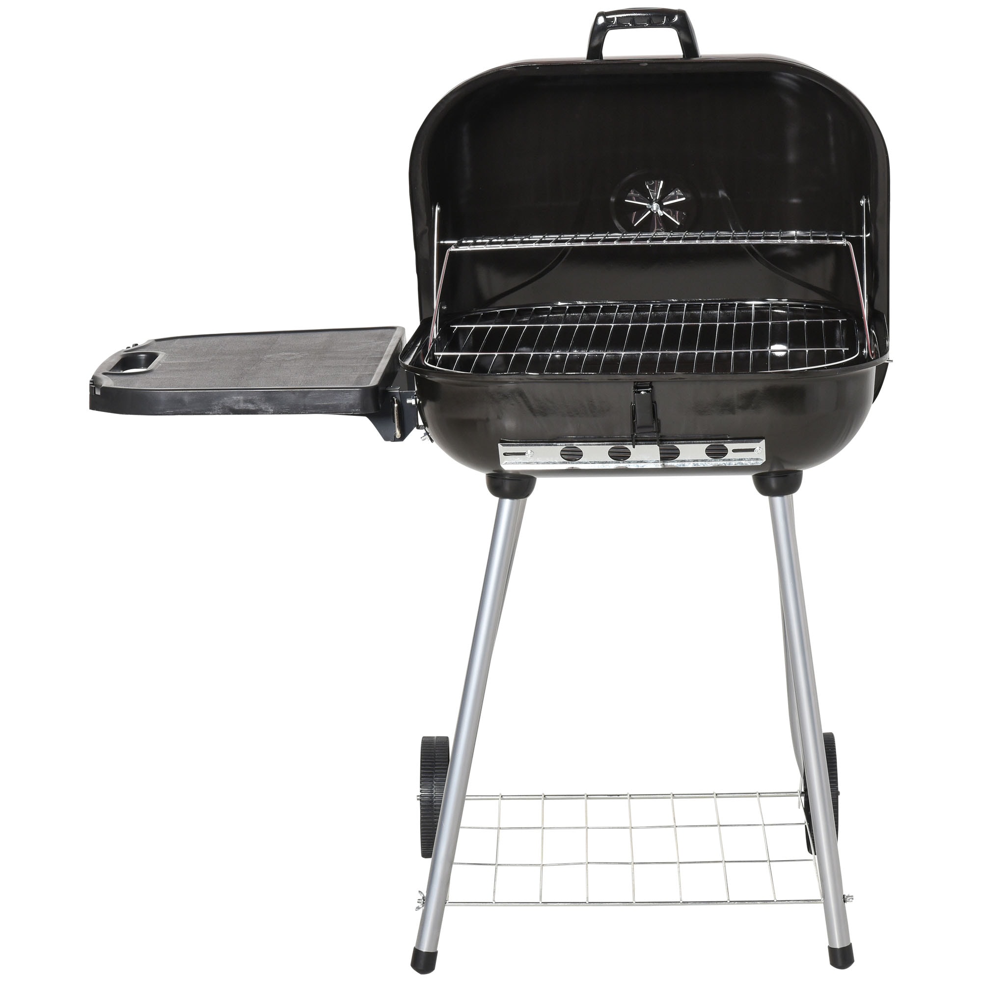Outsunny 37.5 Steel Square Portable Outdoor Backyard Charcoal Barbecue Grill with Lower Shelf and Tray