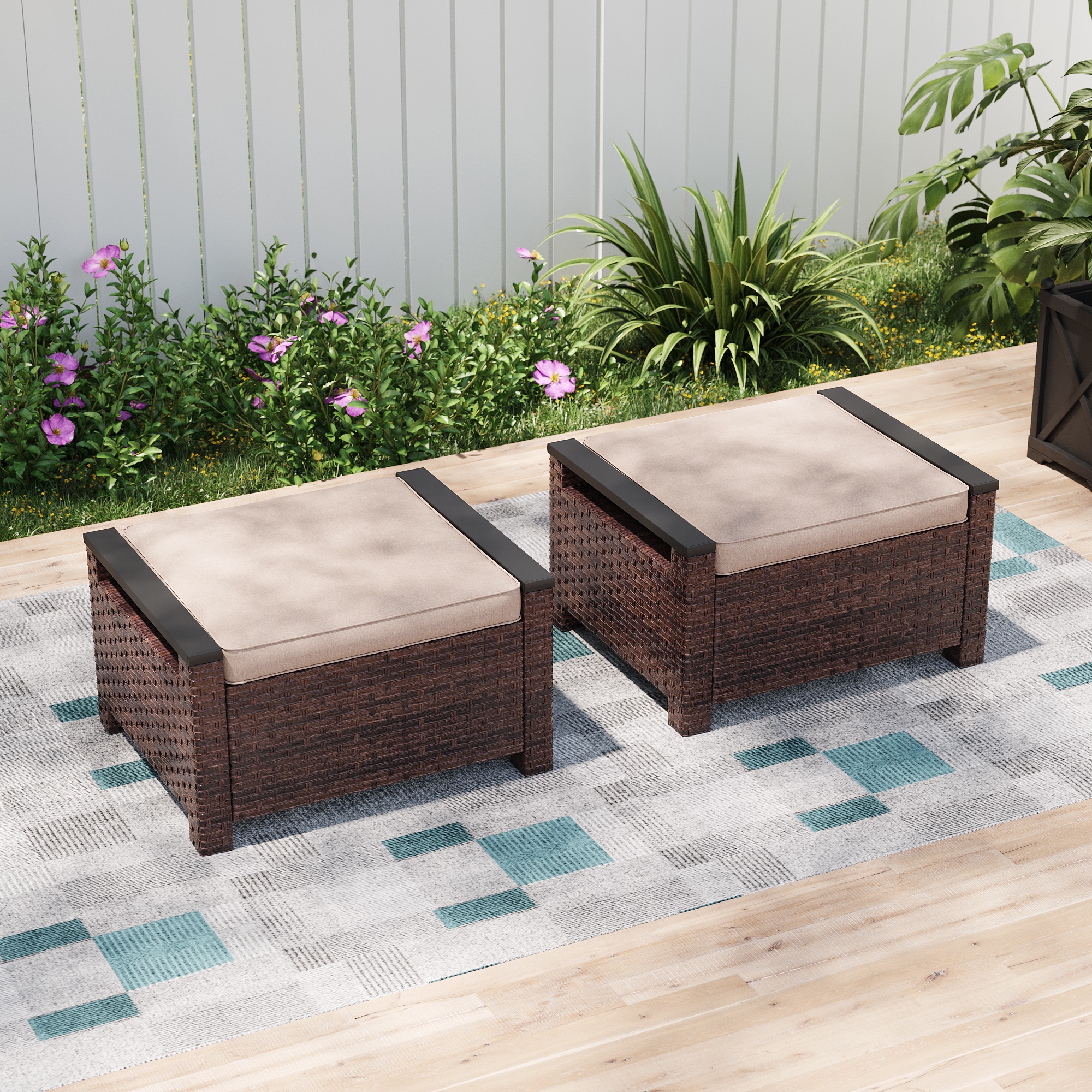 ACEGOSES LW-PS-126-22BSD Skytop 2 -Piece Wicker Patio Conversation Set with Beige Cushions