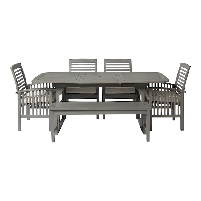 Walker Edison 6 Piece Gray Patio Dining, Gray Patio Dining Sets For 6