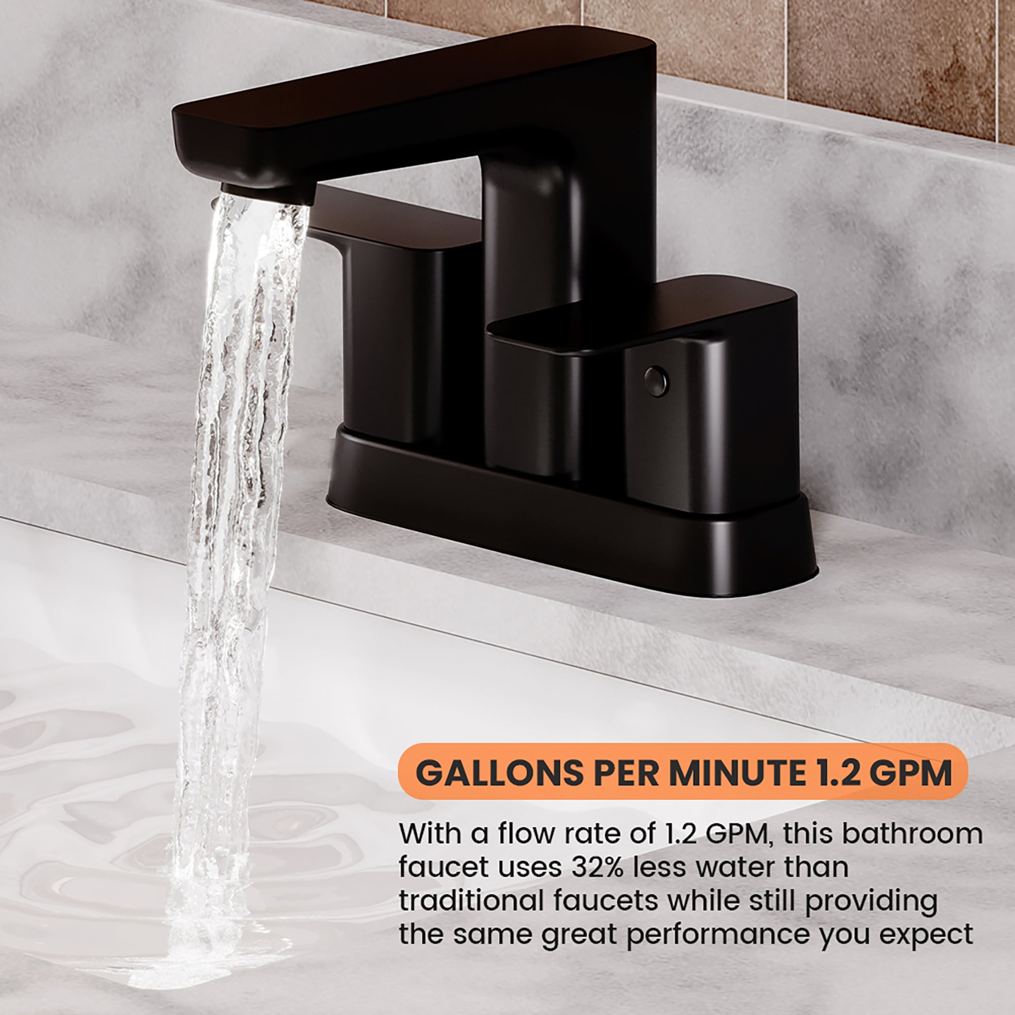Matte Black Double Handle Mid Arc Bathroom Faucet