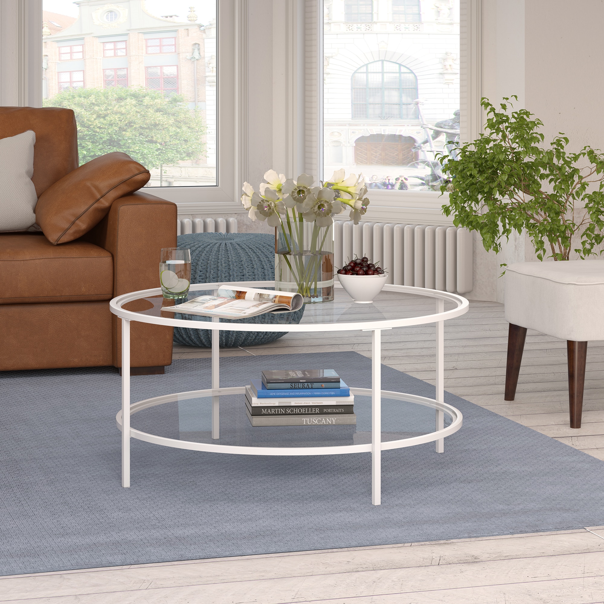 Hailey Home CT0201 Orwell White Glass Modern Coffee Table