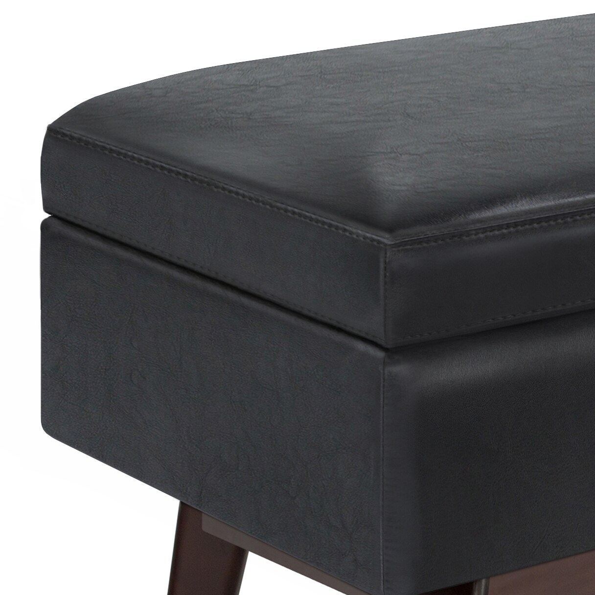 Owen Mid Century Modern Black Rubberwood Cocktail Ottoman