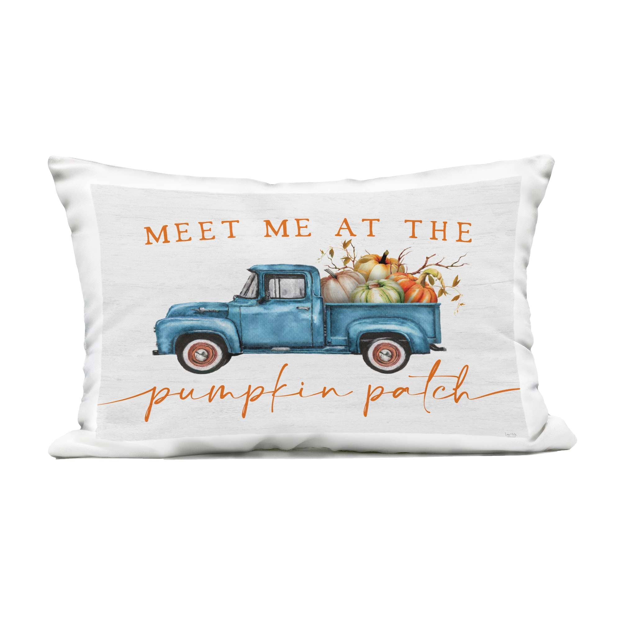 Stupell Industries PLR-596-ORC-14X20 Meet Me Pumpkin Patch Outdoor Printed Pillow design by Lux + Me Designs 14 x 20
