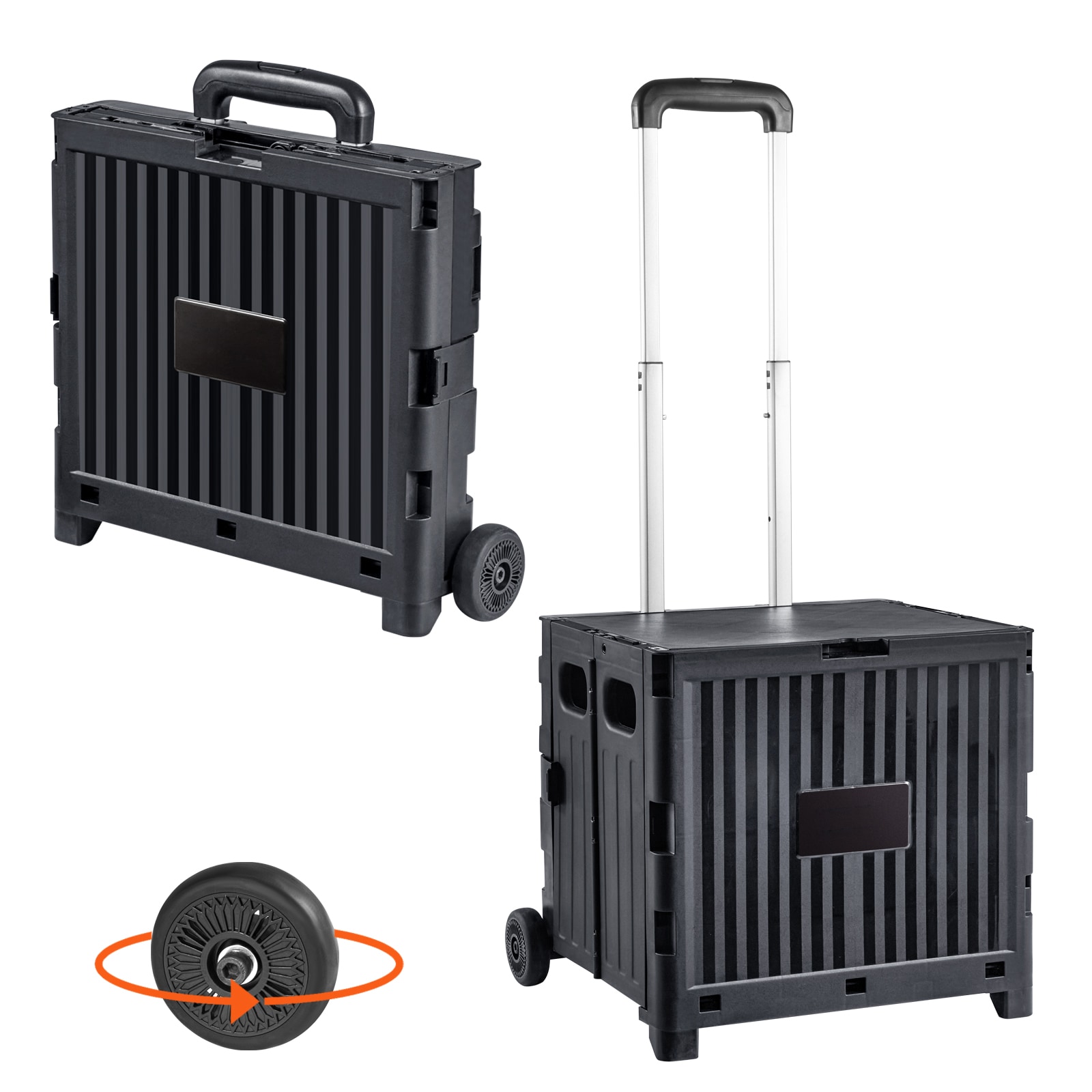 VEVOR Foldable Utility Cart 80 lbs Load Capacity Folding Portable Rolling Crate Handcart with Durable Heavy Duty Telescoping Handle and 2 Wheels for Travel Shopping Moving Luggage Office Use Black #SCBXSGWCXCZL05414V0