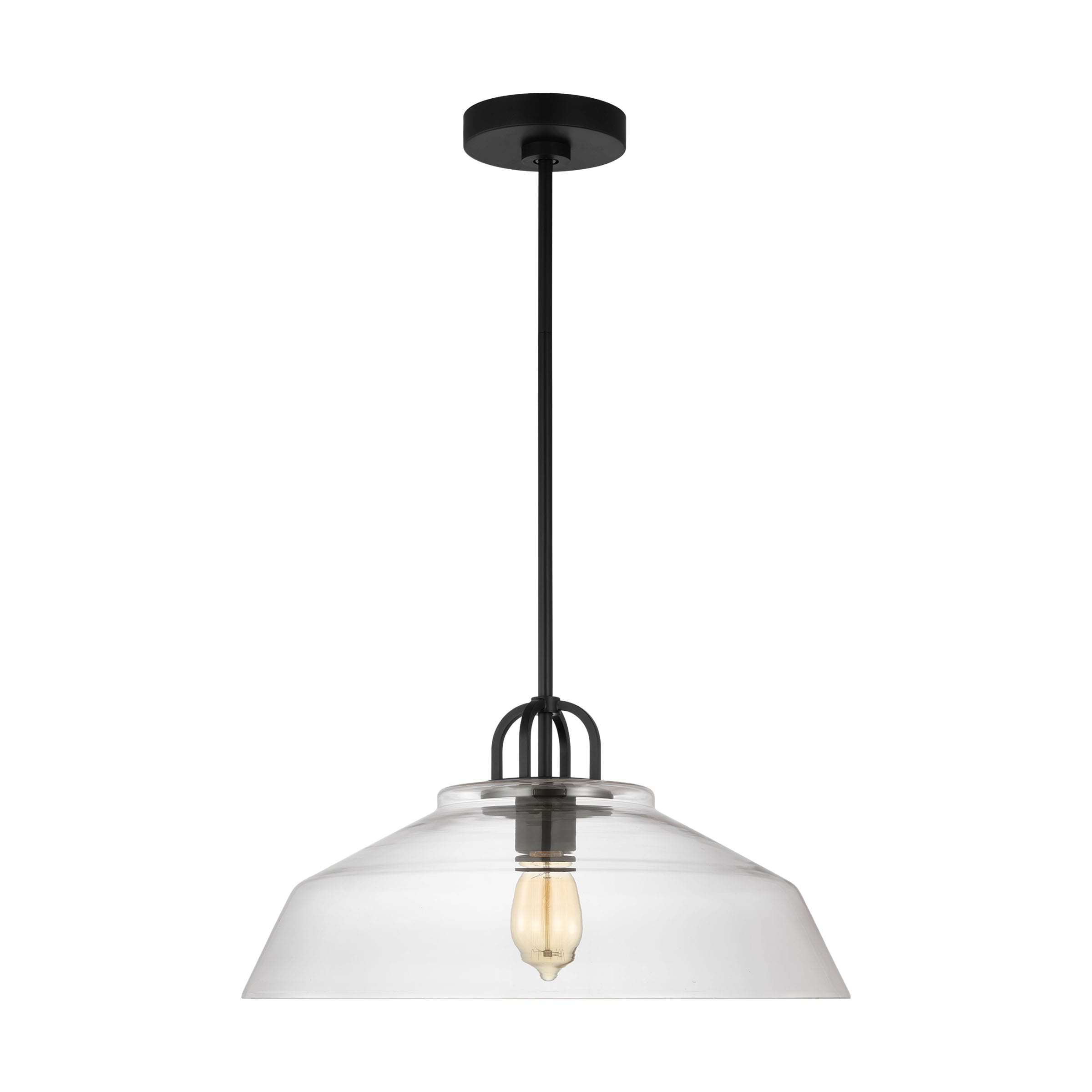 Midnight Black Clear Glass Industrial Pendant Light