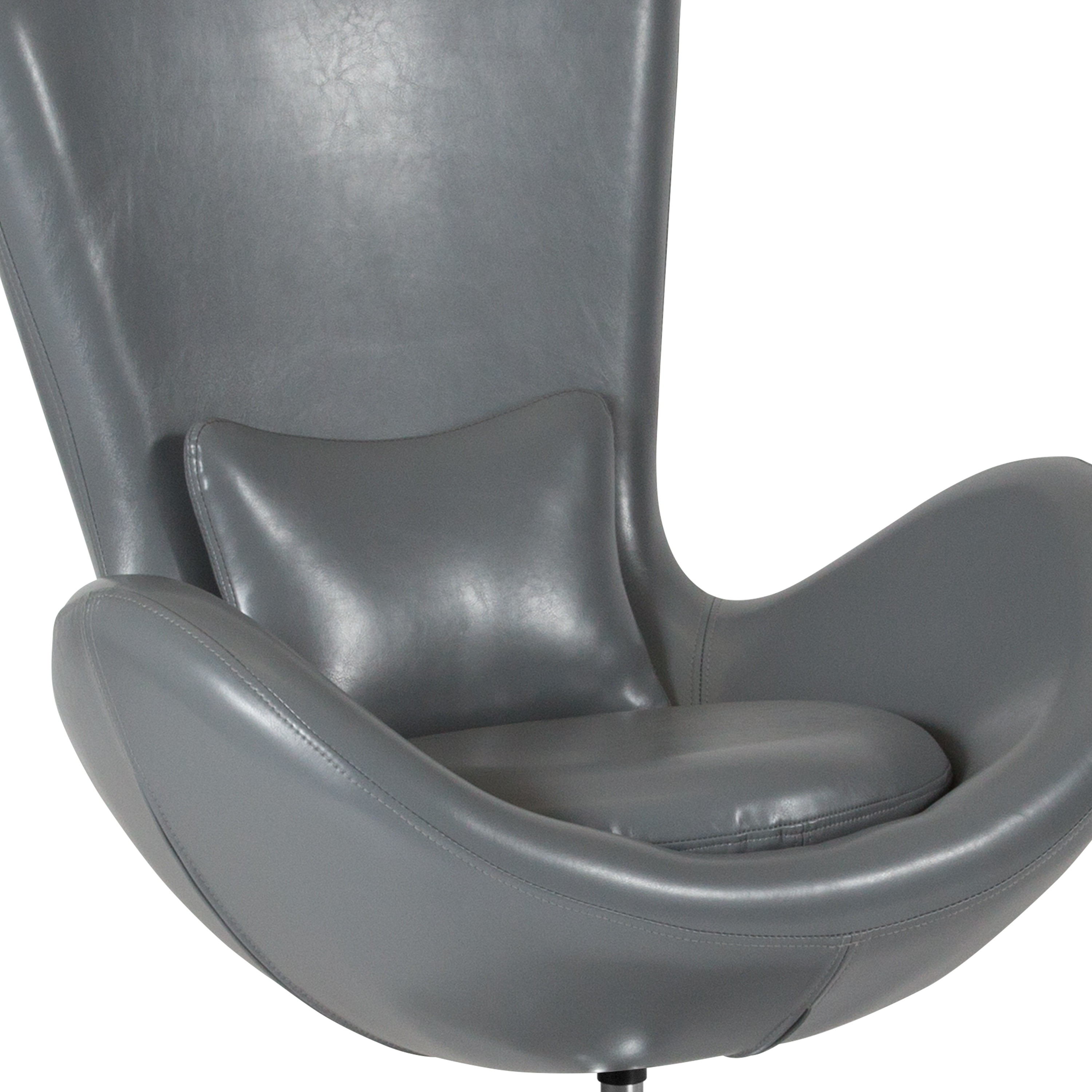 High Back Gray LeatherSoft Swivel Reception Chair with Metal Base