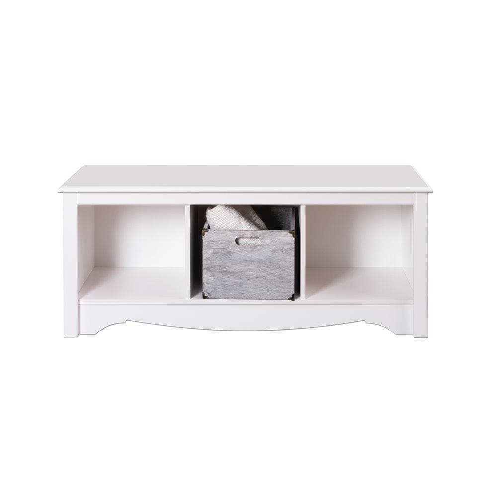 Prepac WSC-4820 Monterey Modern White Storage Bench with Storage 48-in x 15-in x 20-in