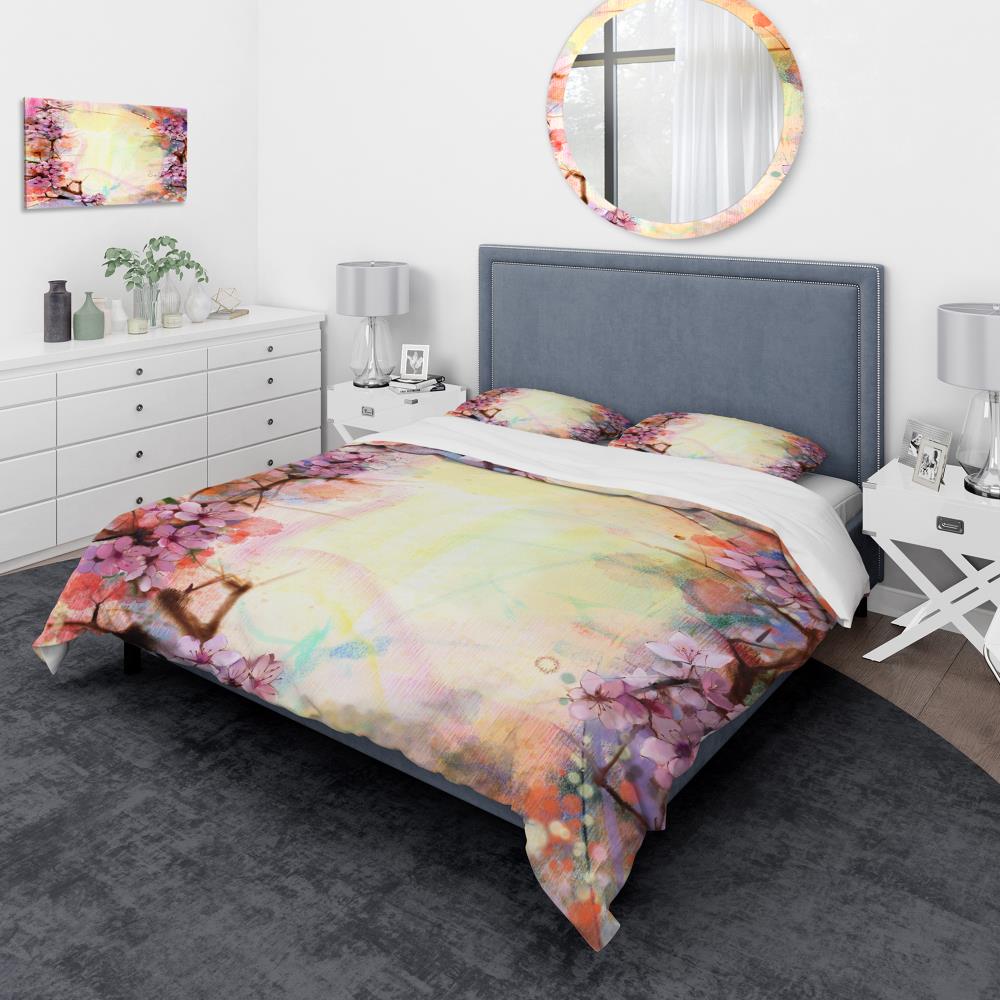 Designart BED14087-T 3 -Piece Pink Twin Duvet cover Set