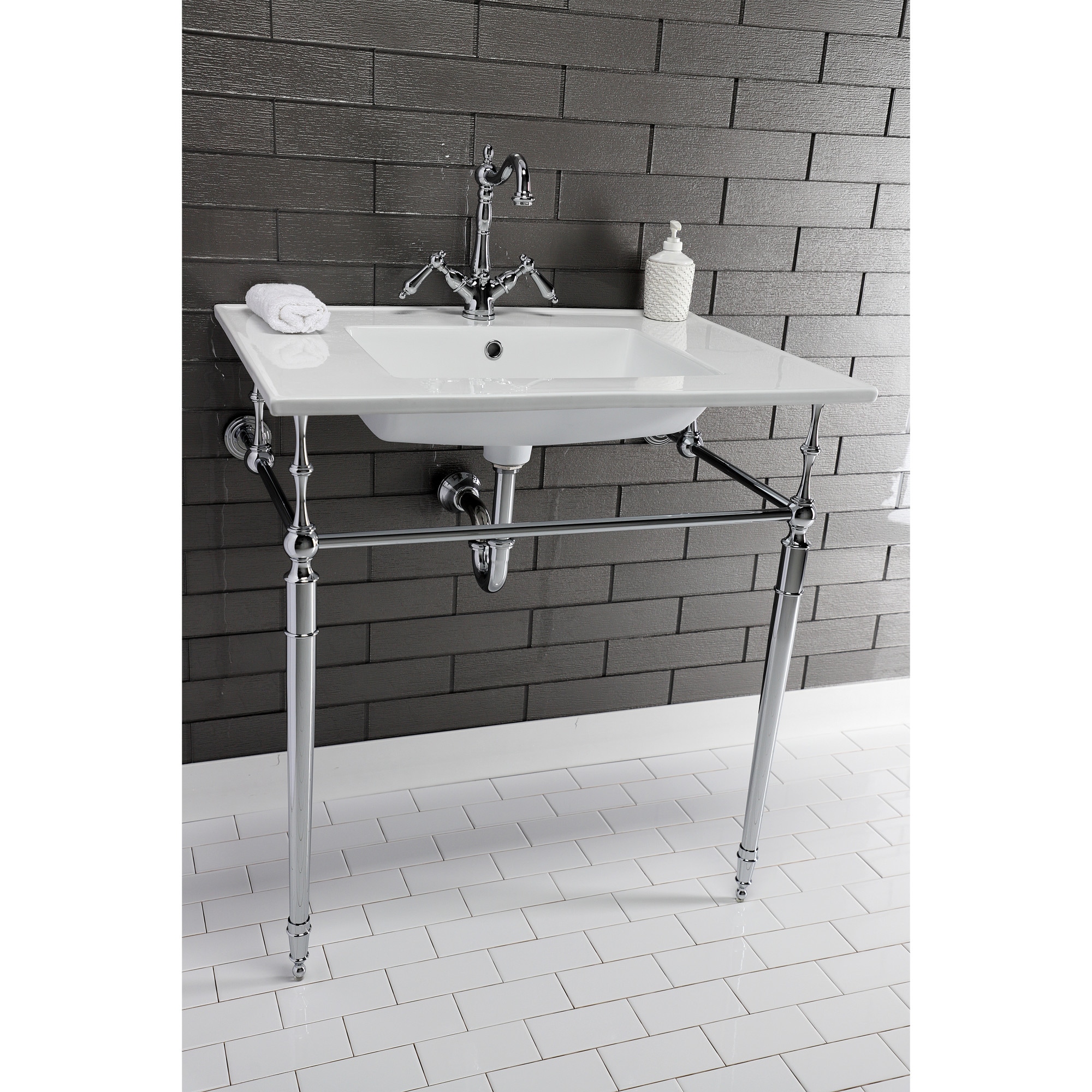 Elements of Design ES1431AL Chrome Single hole 2-handle High-arc Residential Handle Bathroom Sink Faucet with Drain