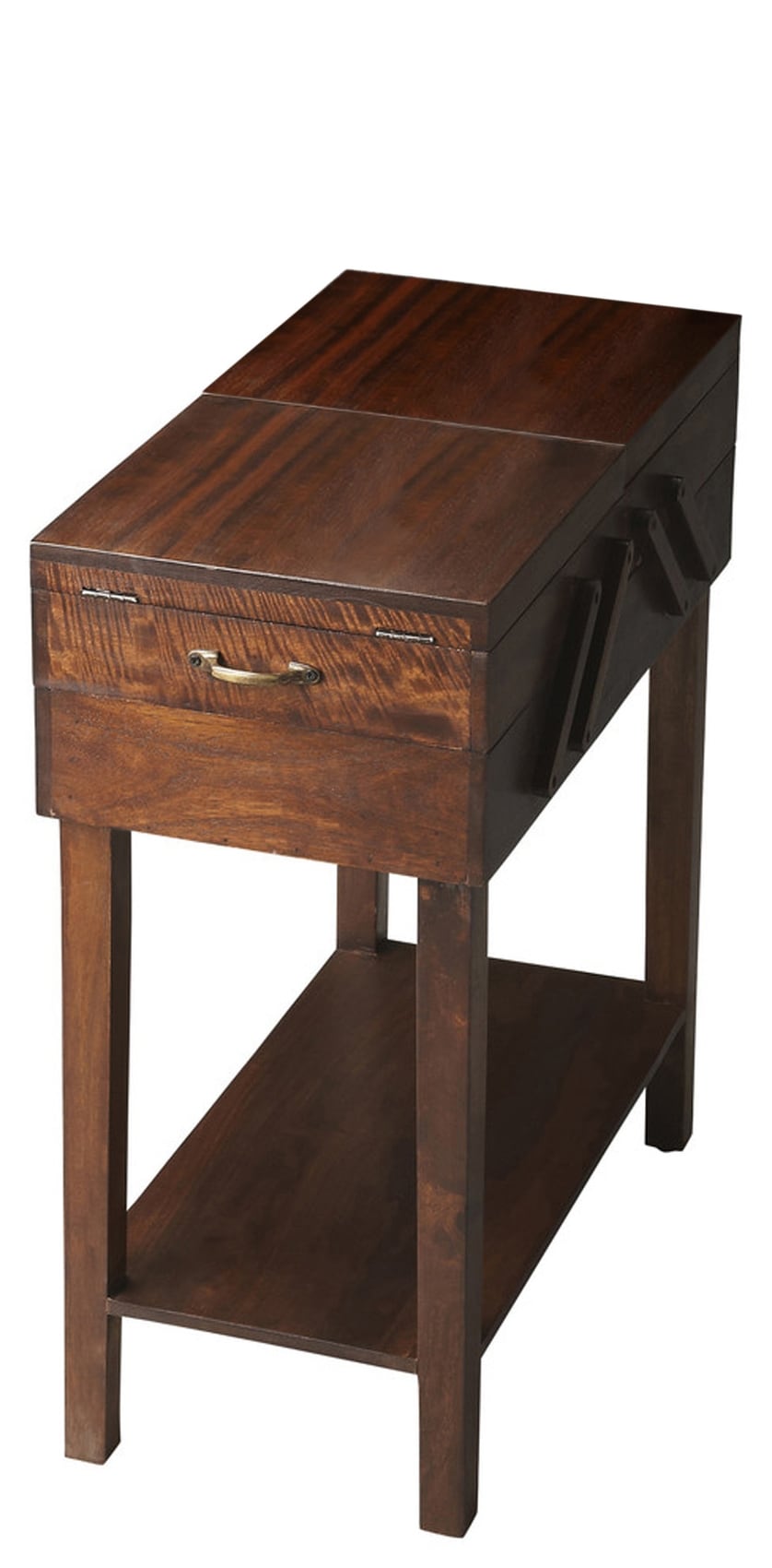 13-in W x 27.5-in H Dark Brown Wood Veneer Industrial End Table with Storage Assembly Required | - HomeRoots 4000476441