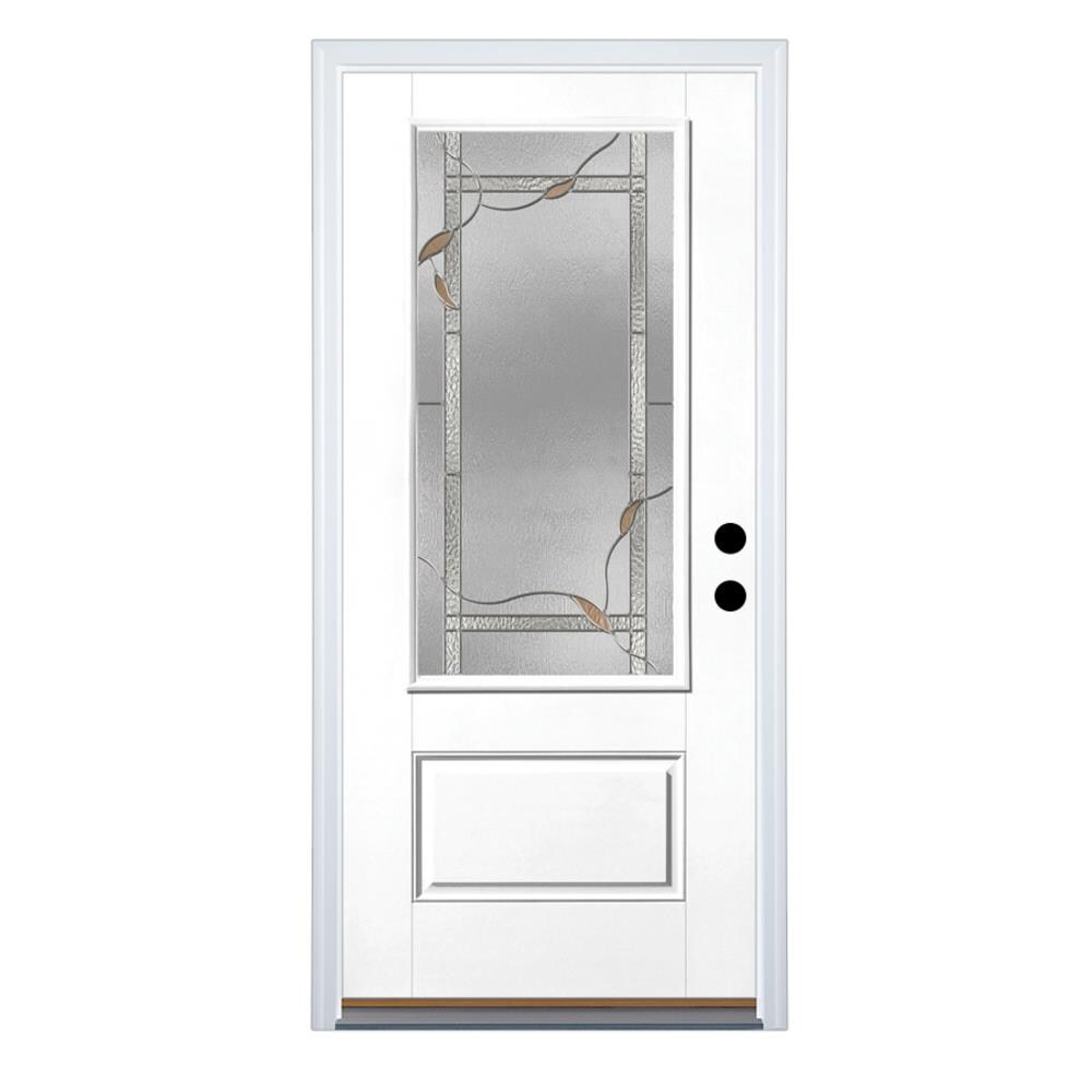 Therma-Tru Benchmark Doors SFGAS1814Z30LB Ashleigh 36-in x 80-in Fiberglass 3/4 Lite Left-Hand Inswing Ready To Paint Prehung Single Front Door with Brickmould Insulating Core