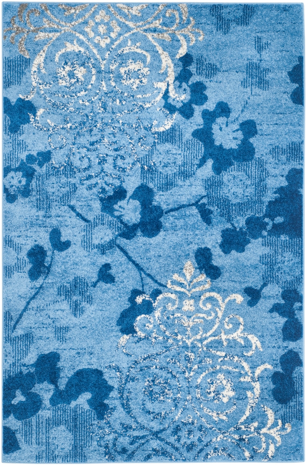 Safavieh ADR114F-4 Adirondack Serene 4 x 6 (ft) Loomed Polypropylene Light Blue/Dark Blue Rectangular Indoor Damask Coastal Area rug