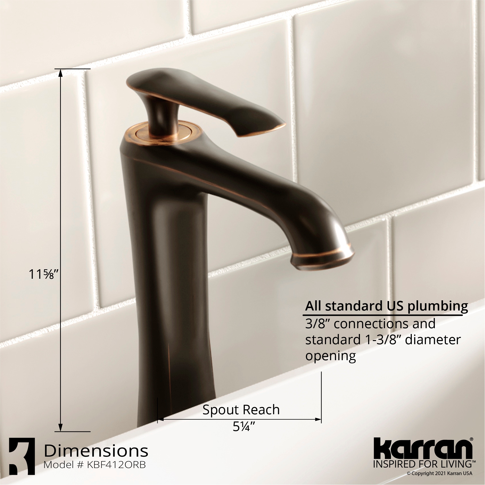 Woodburn Oil Rubbed Bronze Vessel Bathroom Faucet with Pop-Up Drain