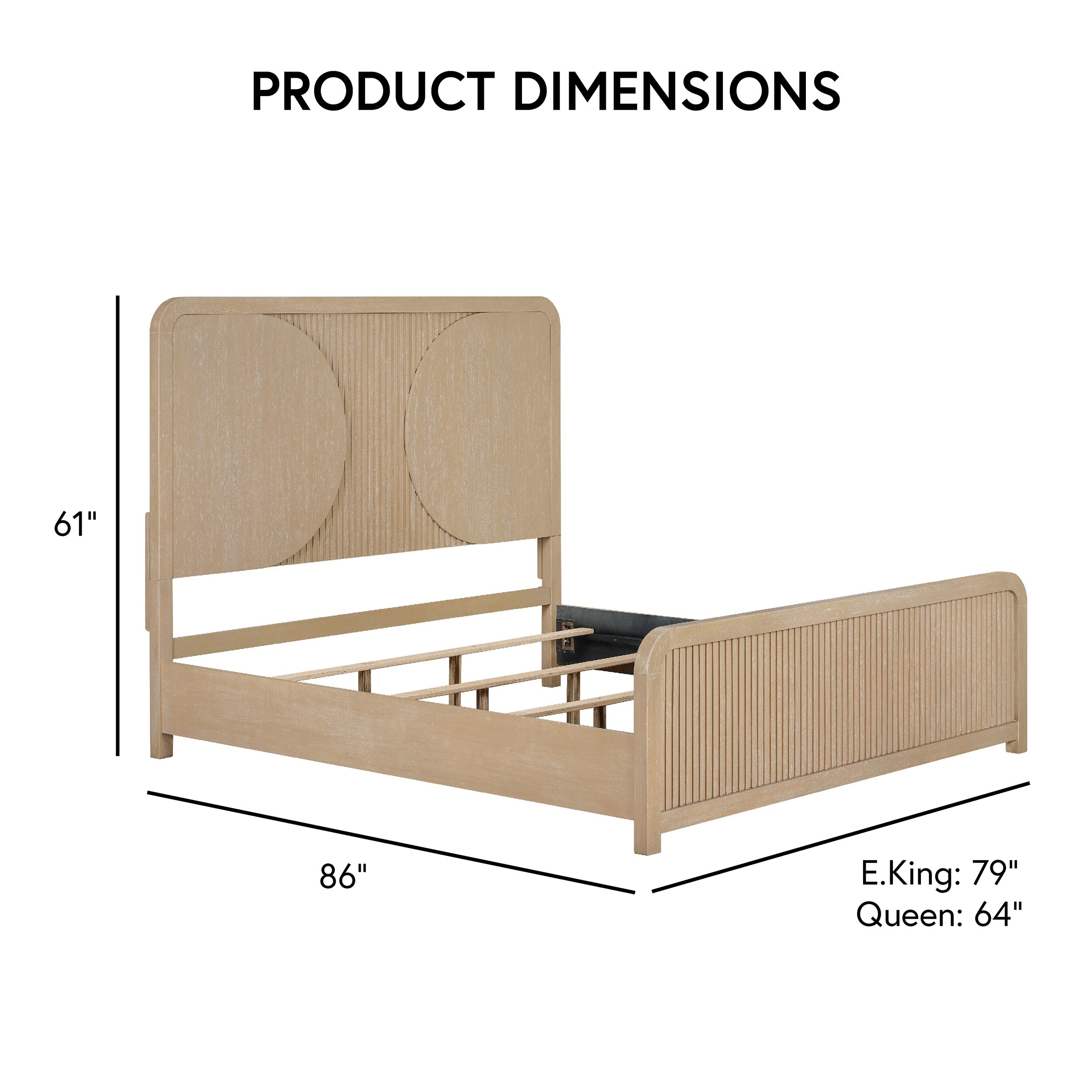 Natural Solid Wood Queen Bedroom Set with Geometric Details