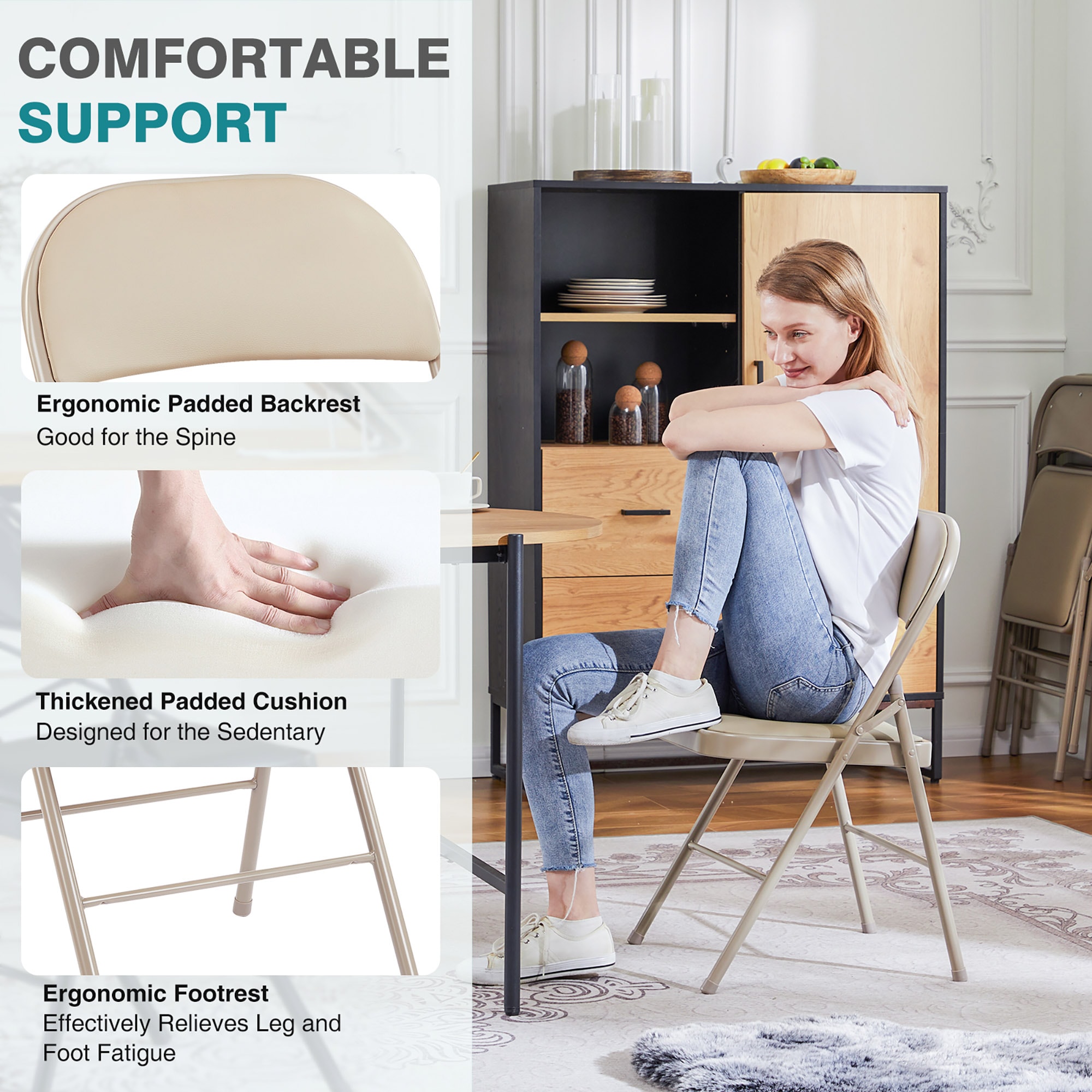 Navy Blue Adjustable Folding Floor Chair with Mesh Fabric