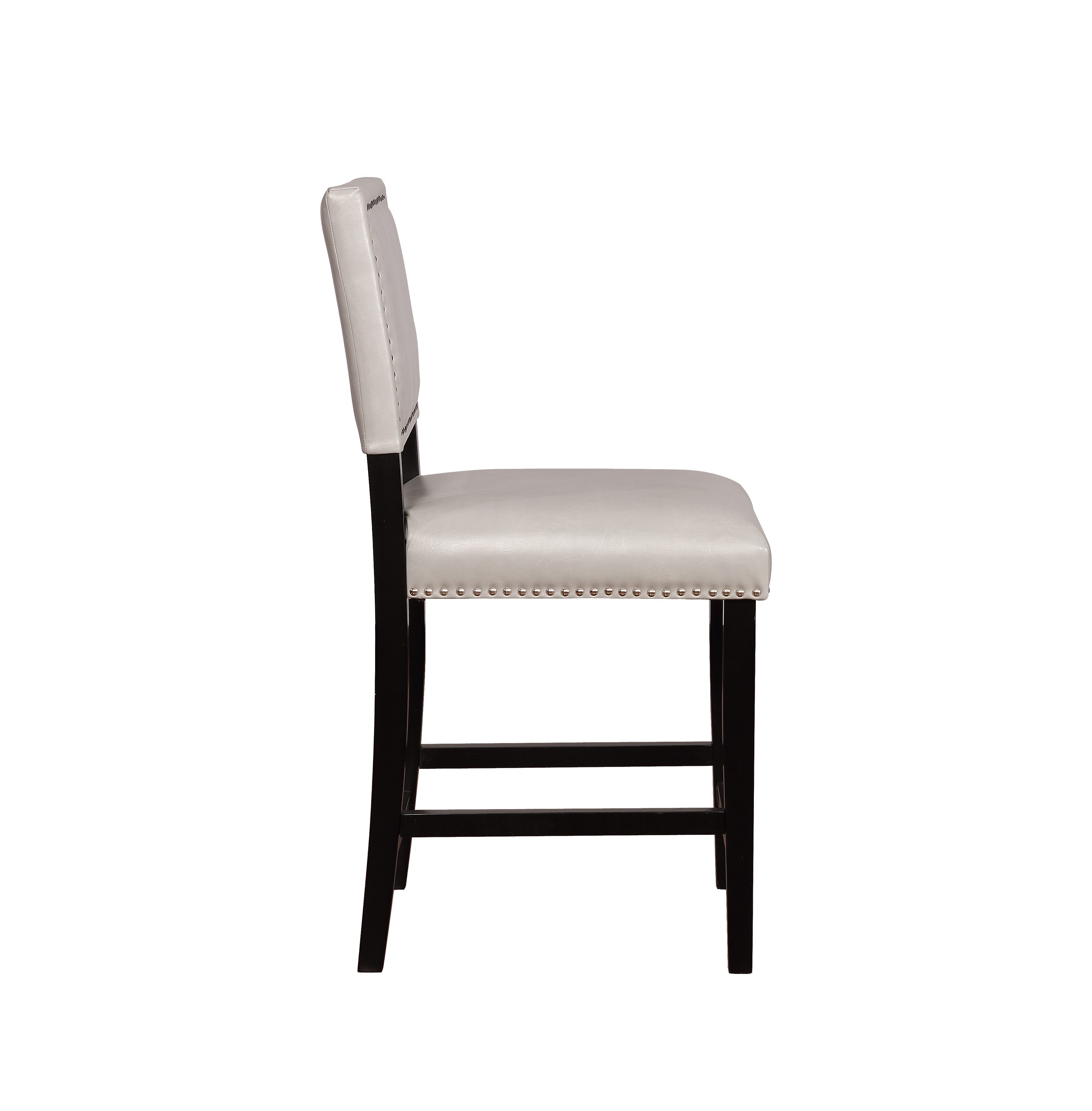 Dove Gray Faux Leather 24" Contemporary Counter Stool with Nailhead Trim