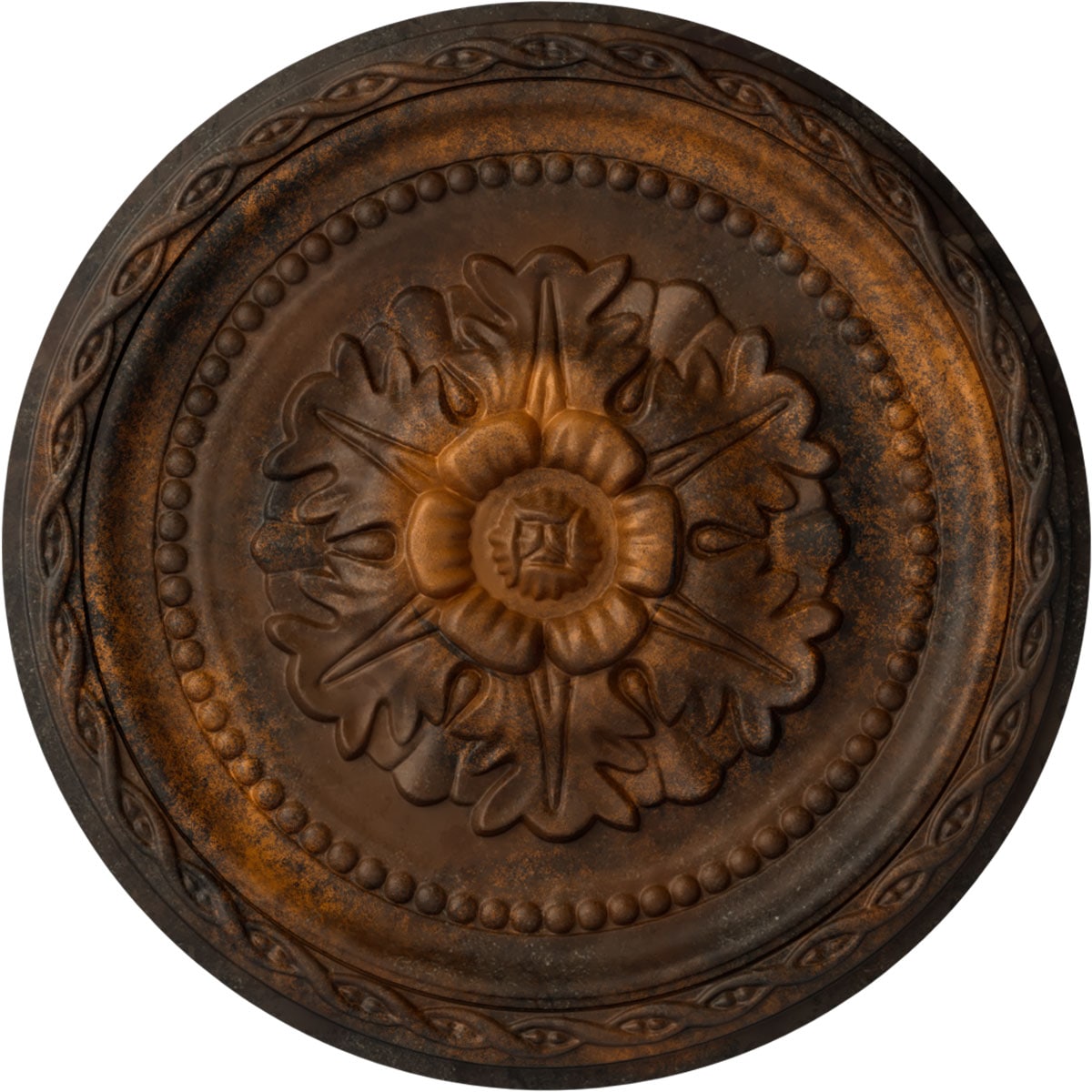 Ekena Millwork CM11PARUS Palmetto 11.5-in W x 11.5-in L Painted Rust Polyurethane Whole Ceiling Medallion