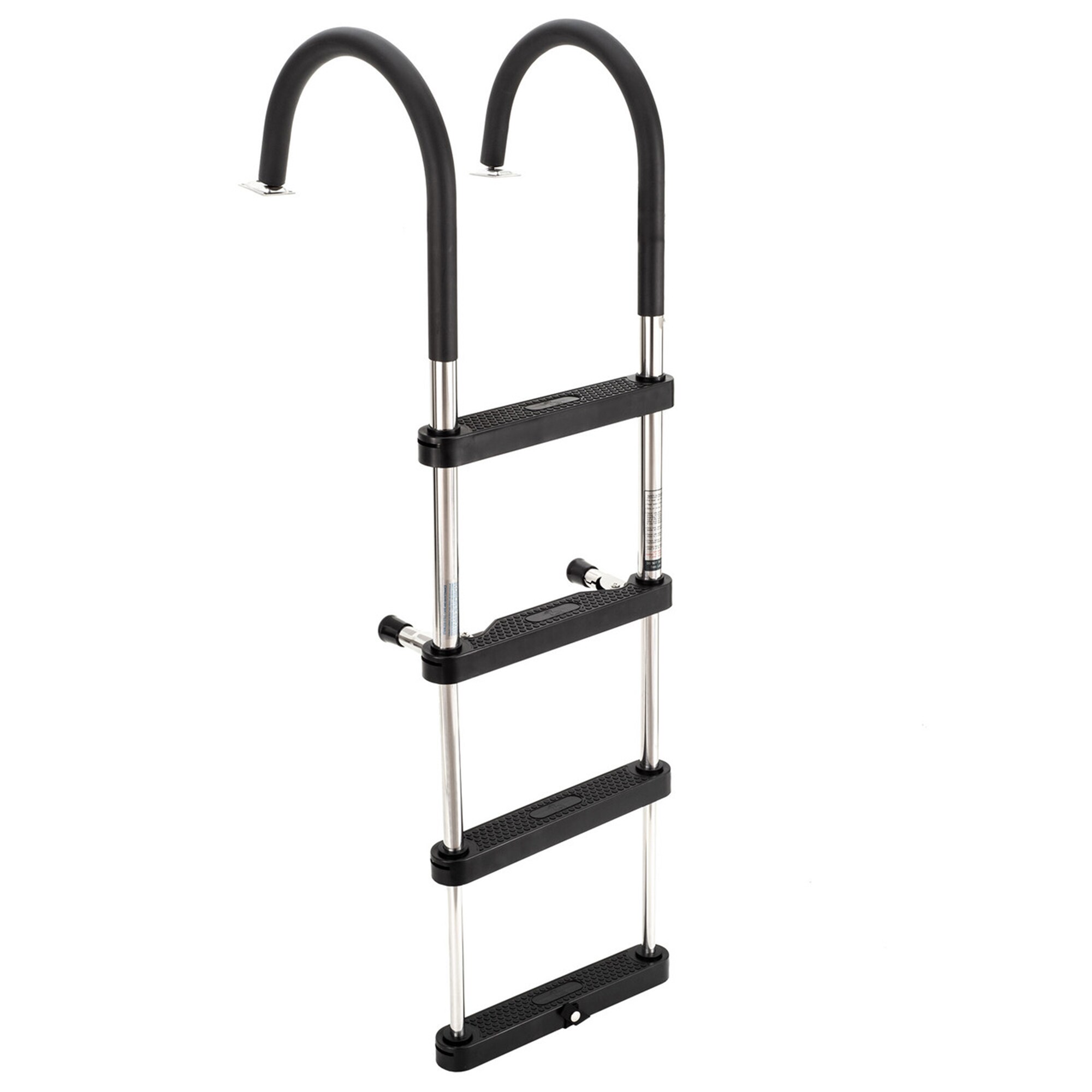RecPro 398965 Compact Stainless Steel Heavy Duty 4 Step Pontoon Boat Boarding Ladder