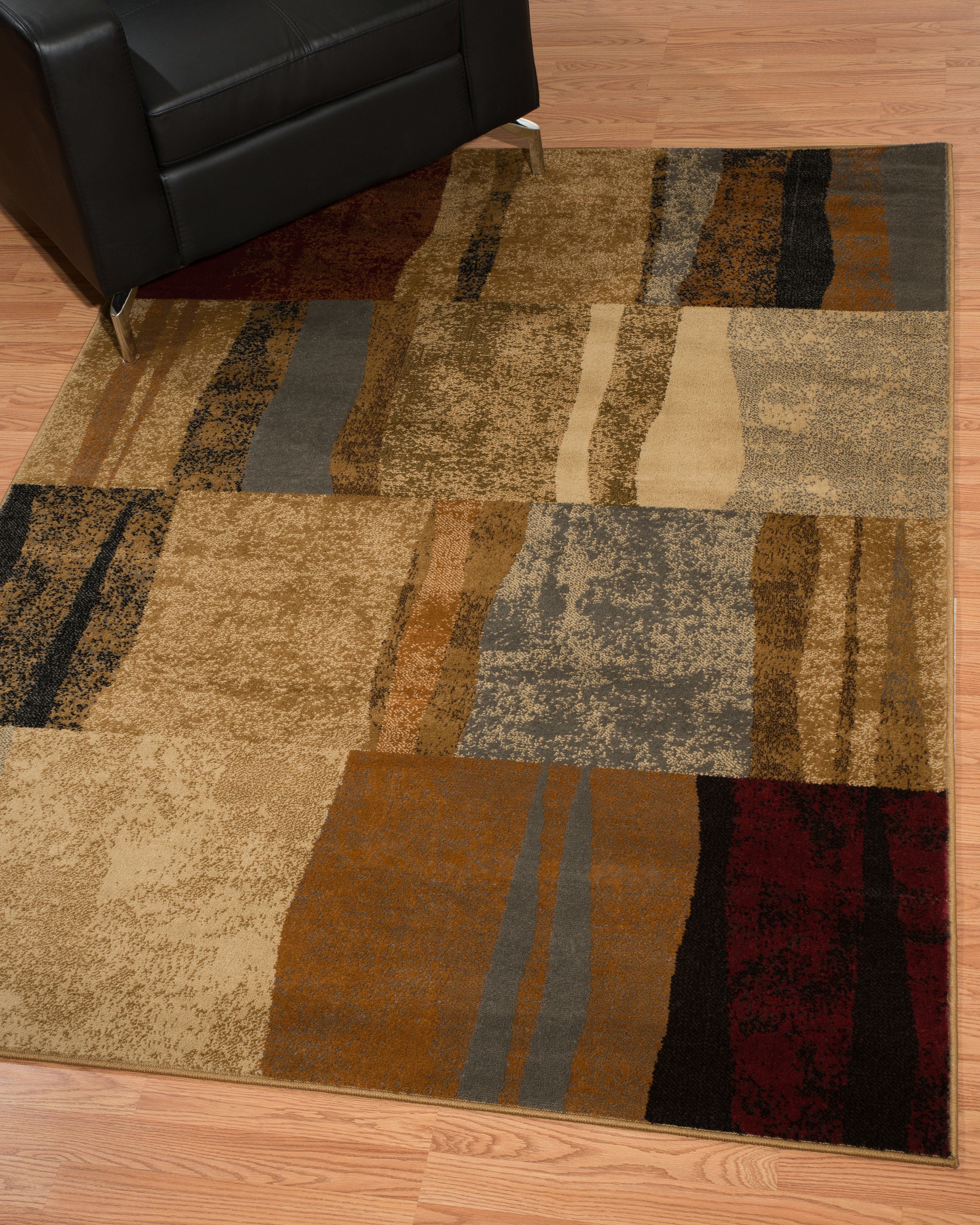 Shadows Brown and Beige Rectangular Polypropylene Area Rug 2' x 3'