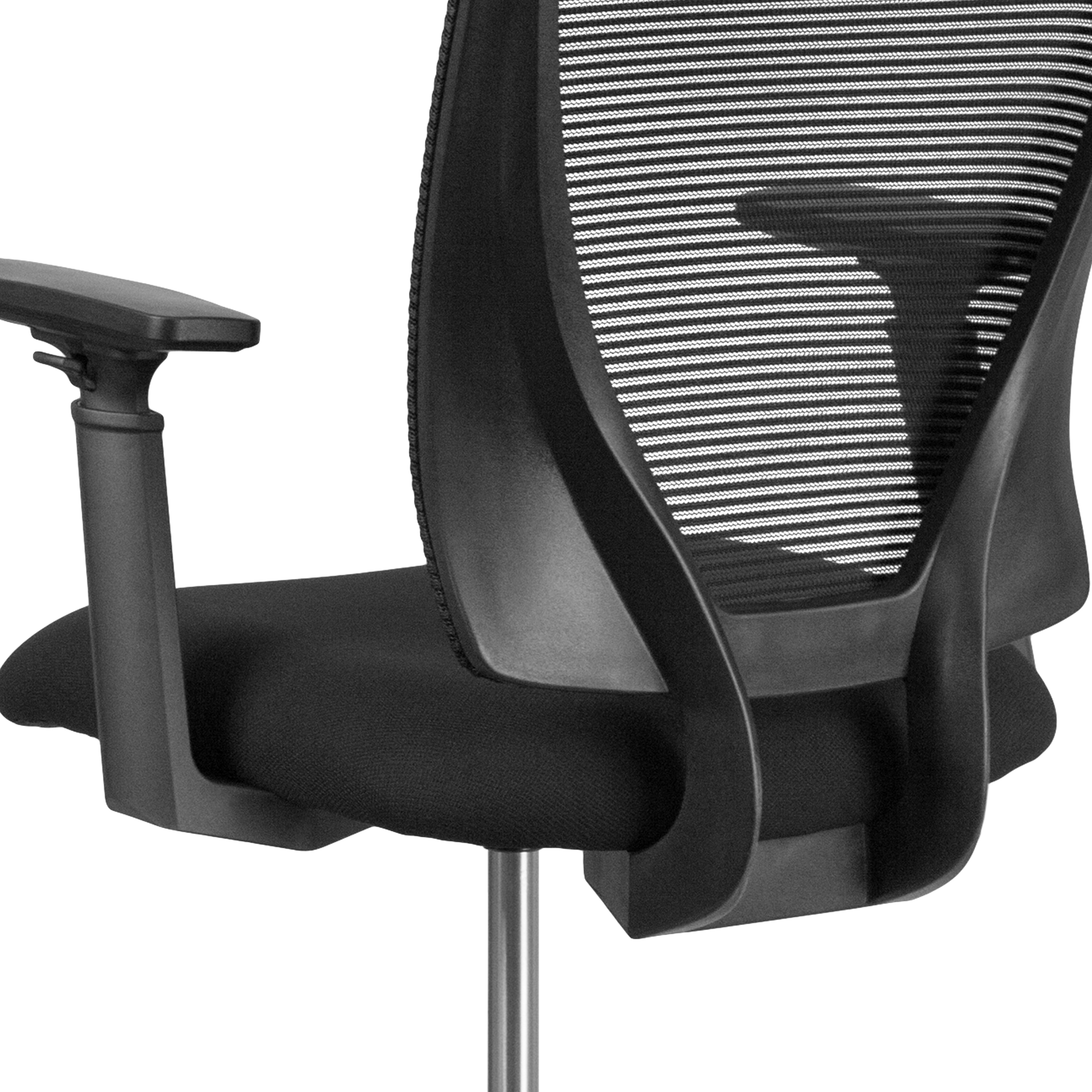 ErgoFlex Mid-Back Mesh Drafting Chair with Adjustable Arms and Black Fabric Seat